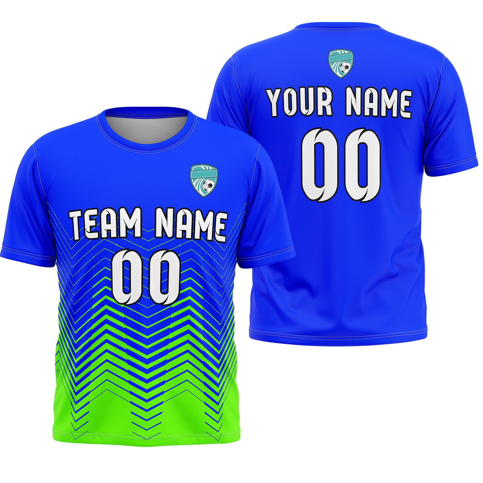 Soccer Jersey - Round Neck - Side Pattern - Design 5 - Blue