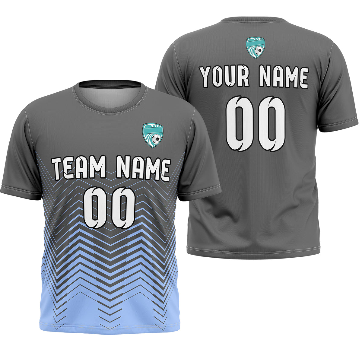 Soccer Jersey - Round Neck - Side Pattern - Design 5 - Dark Grey