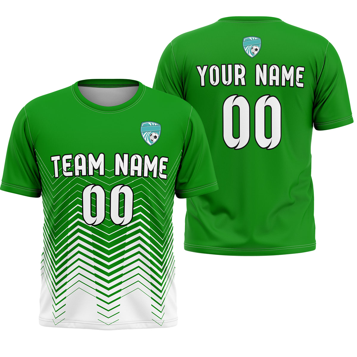 Soccer Jersey - Round Neck - Side Pattern - Design 5 - Green