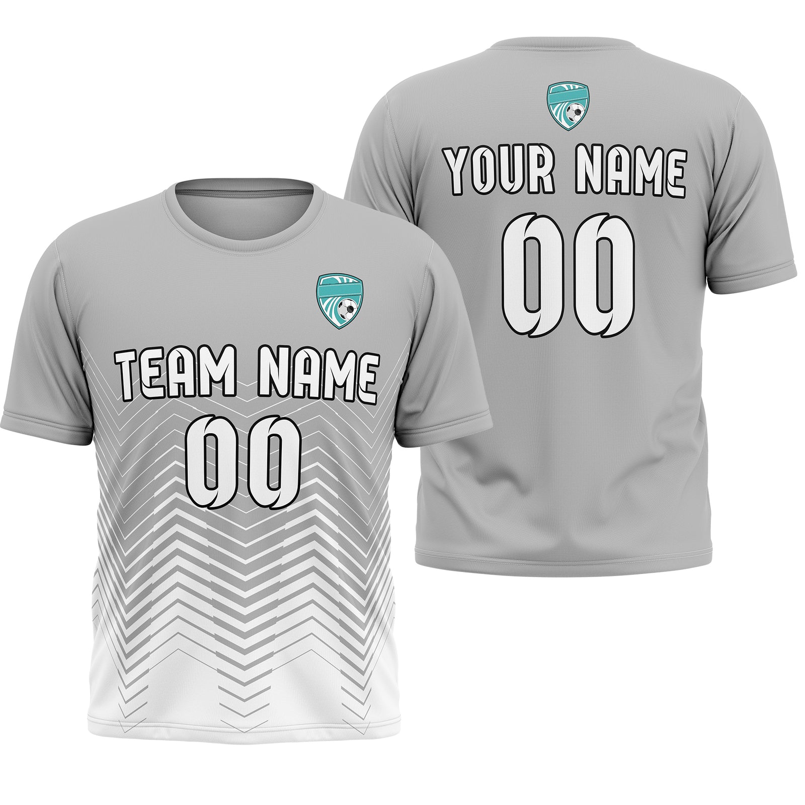 Soccer Jersey - Round Neck - Side Pattern - Design 5 - Grey