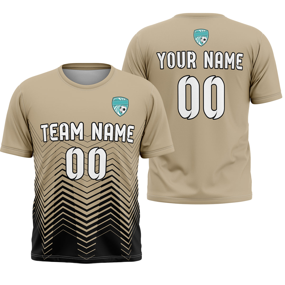 Soccer Jersey - Round Neck - Side Pattern - Design 5 - Khakhii