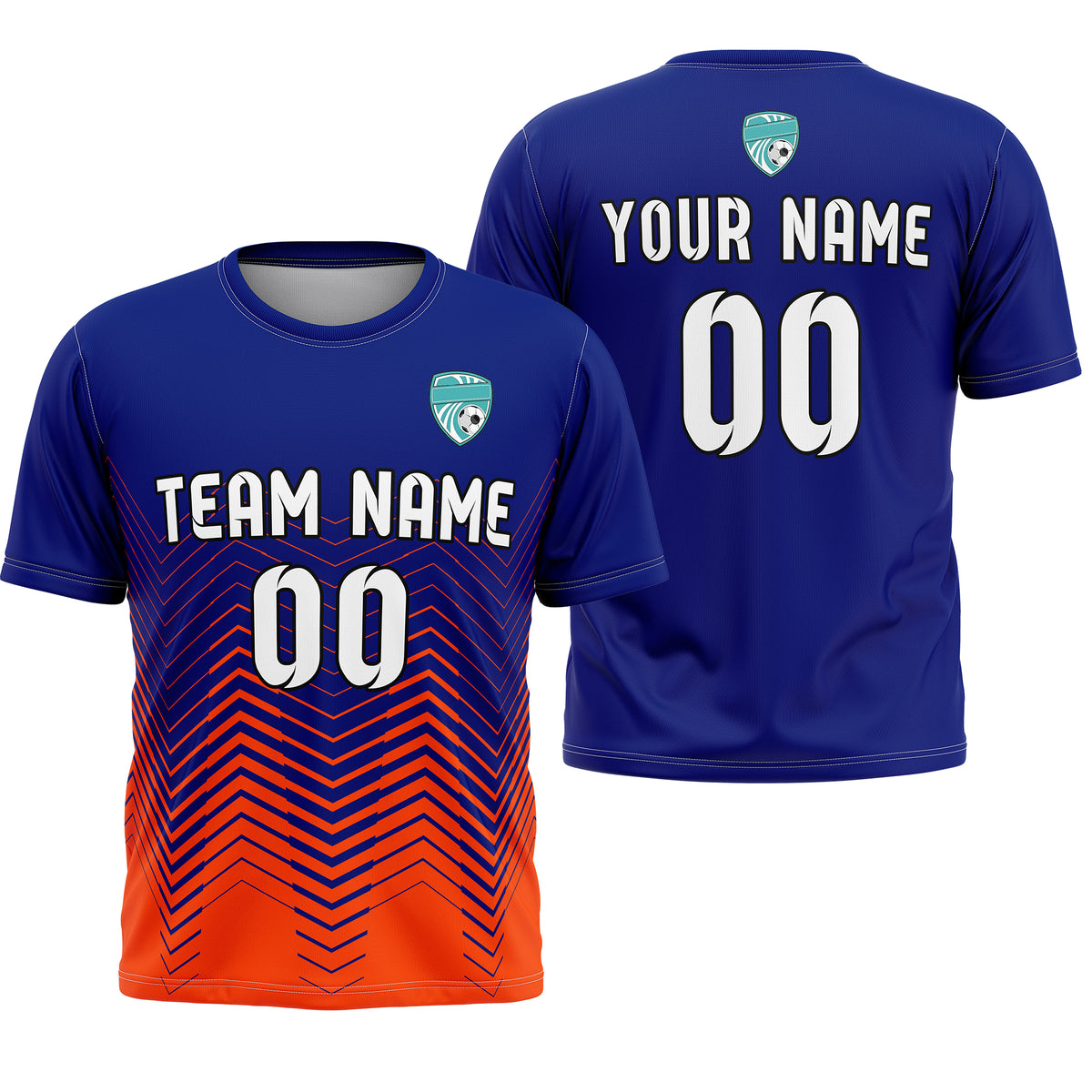 Soccer Jersey - Round Neck - Side Pattern - Design 5 - Navy