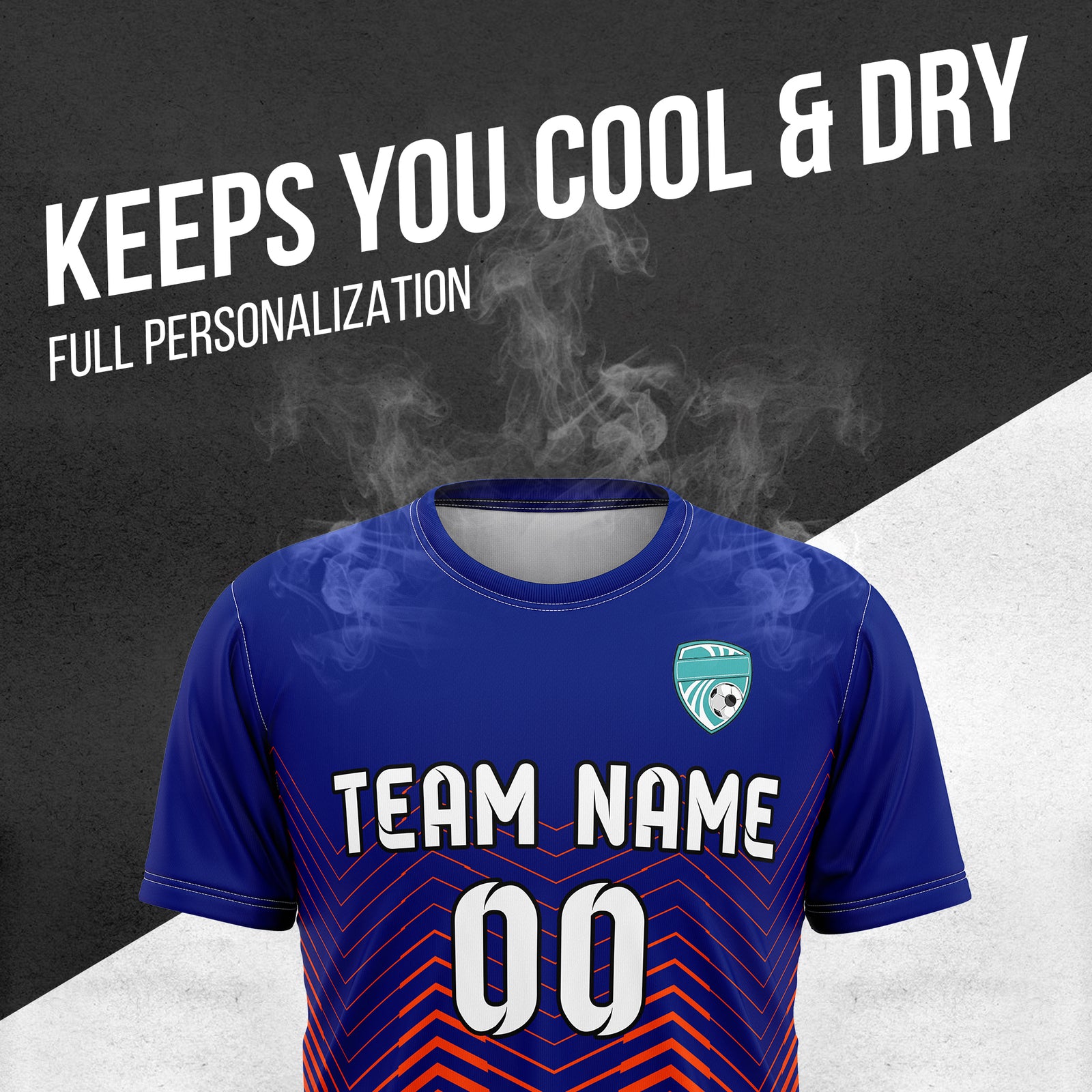 Soccer Jersey - Round Neck - Side Pattern - Design 5 - Navy