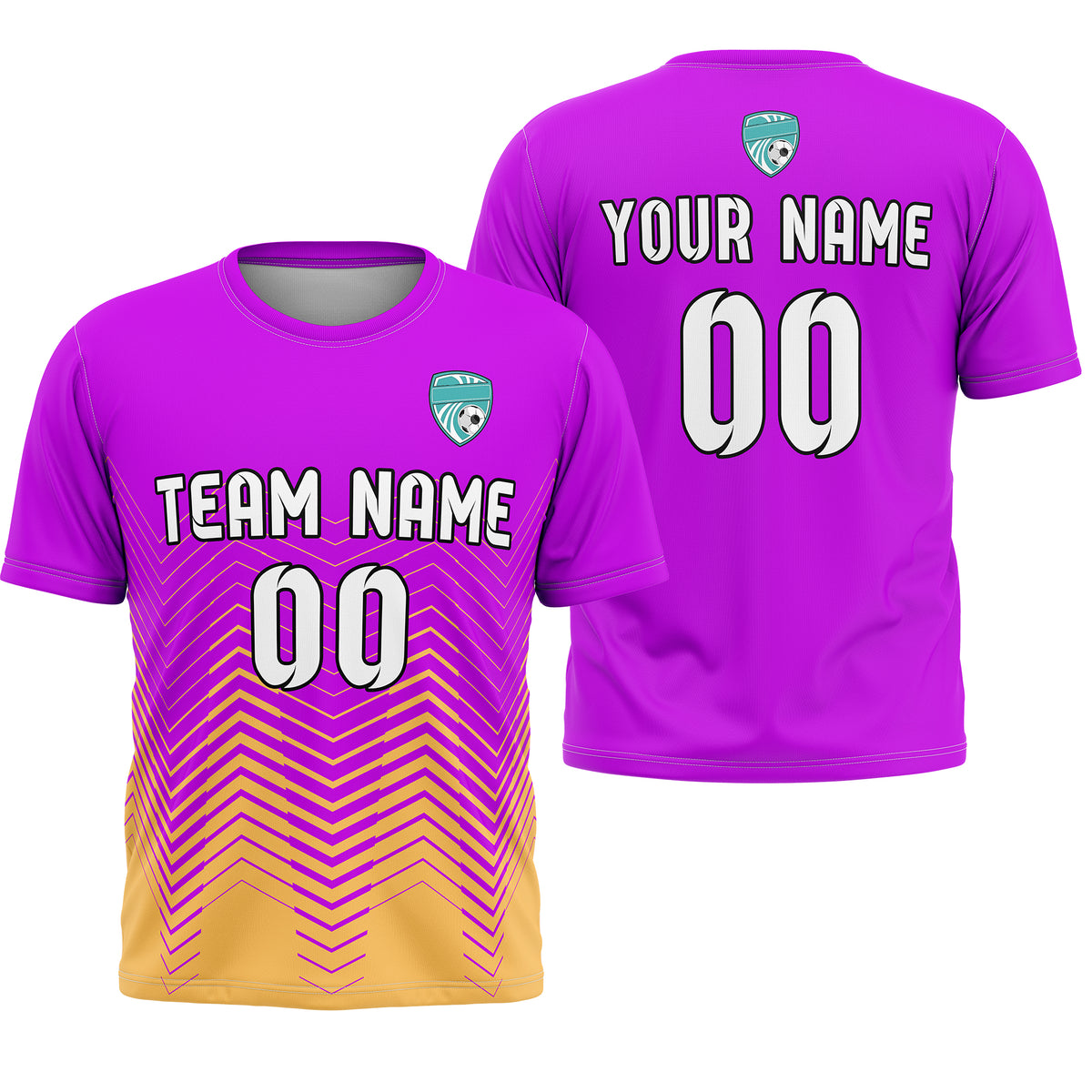 Soccer Jersey - Round Neck - Side Pattern - Design 5 - Purple