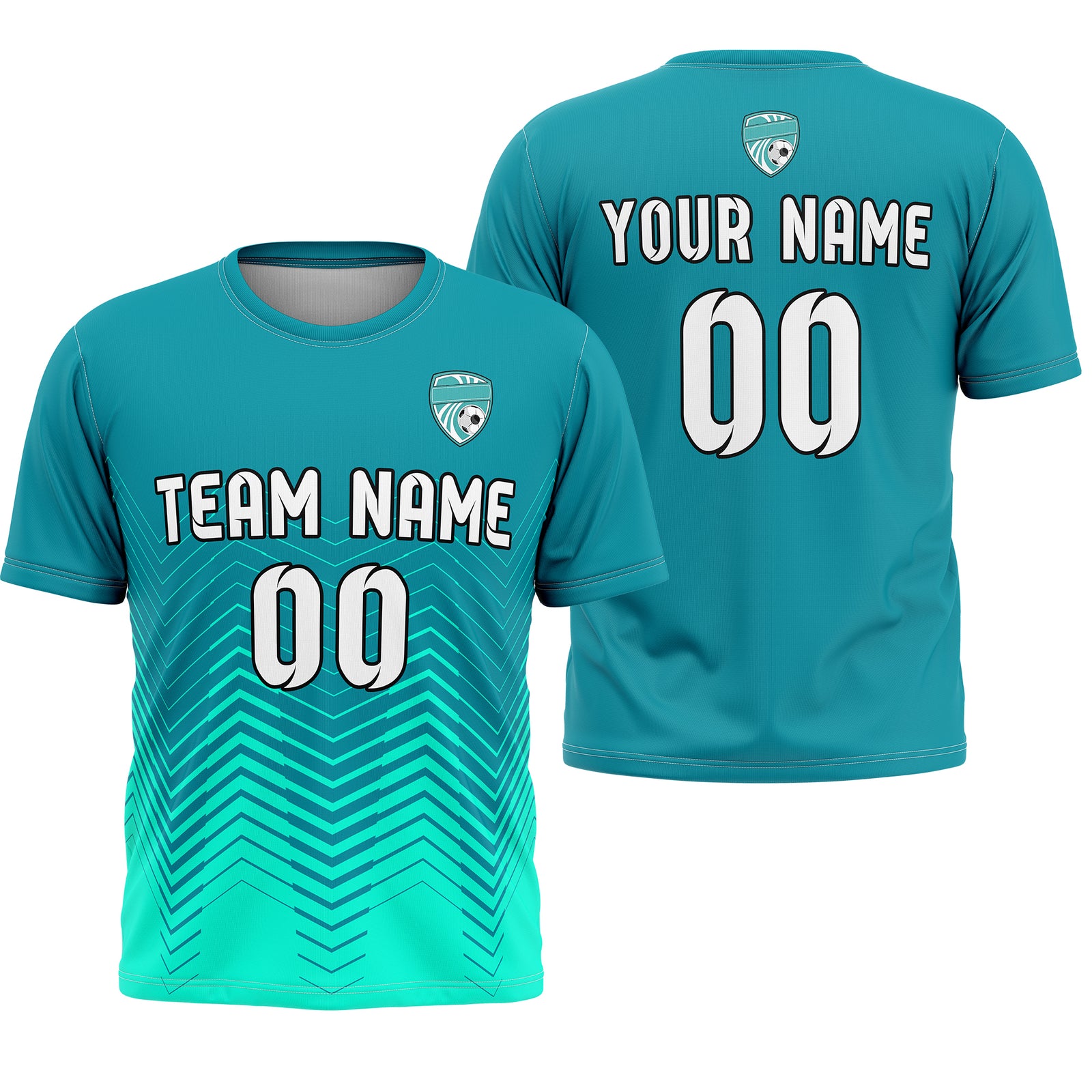 Soccer Jersey - Round Neck - Side Pattern - Design 5 - Teal