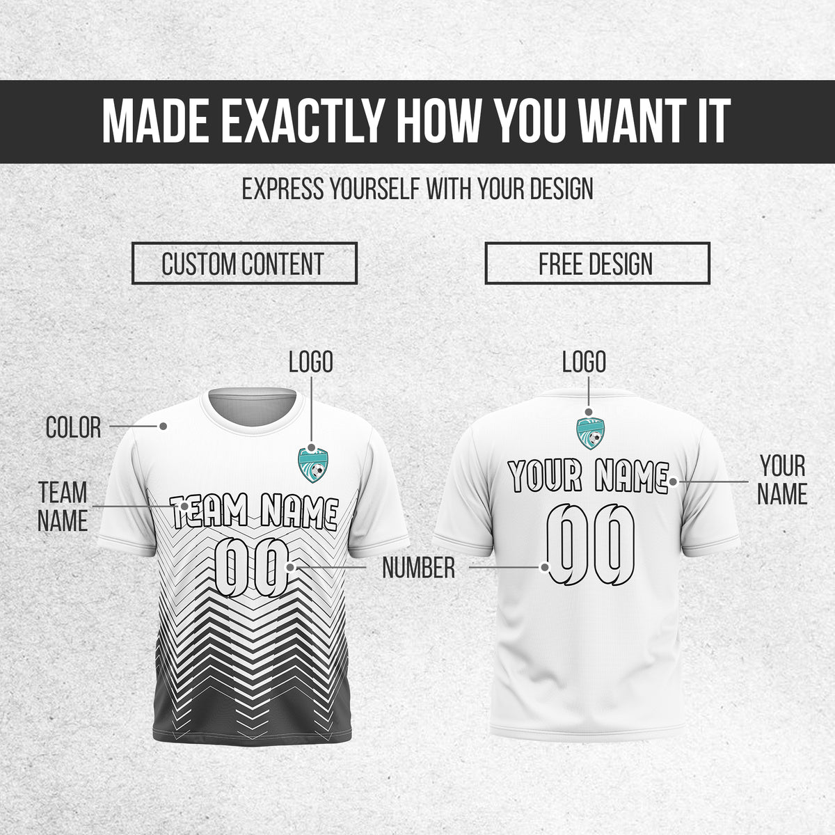 Soccer Jersey - Round Neck - Side Pattern - Design 5 - White