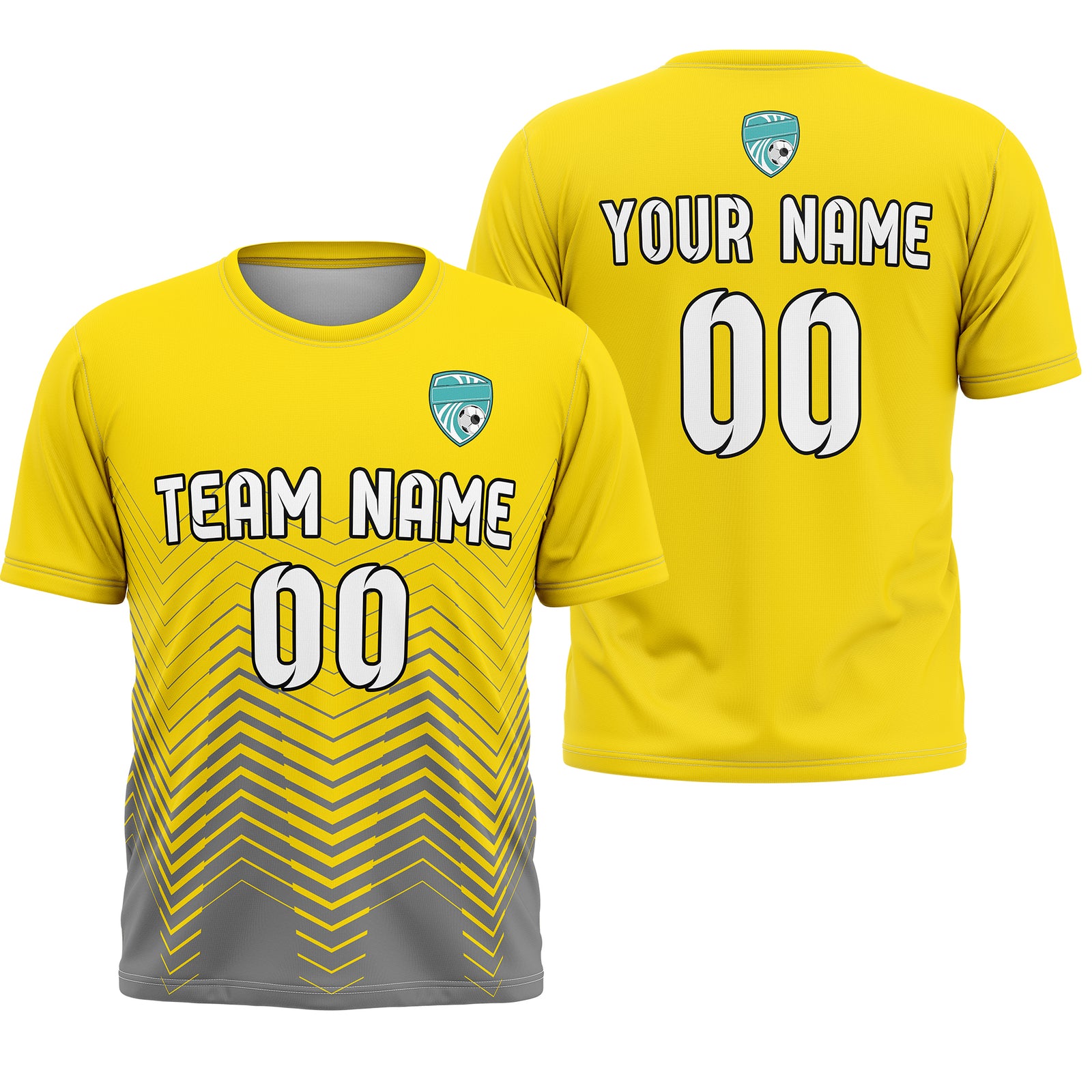 Soccer Jersey - Round Neck - Side Pattern - Design 5 - Yellow