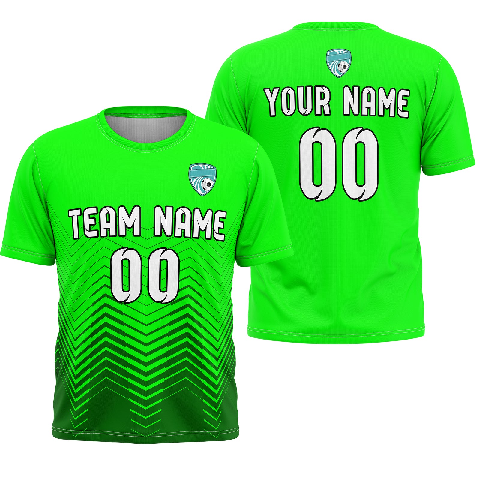 Soccer Jersey - Round Neck - Side Pattern - Design 5 - neon Green