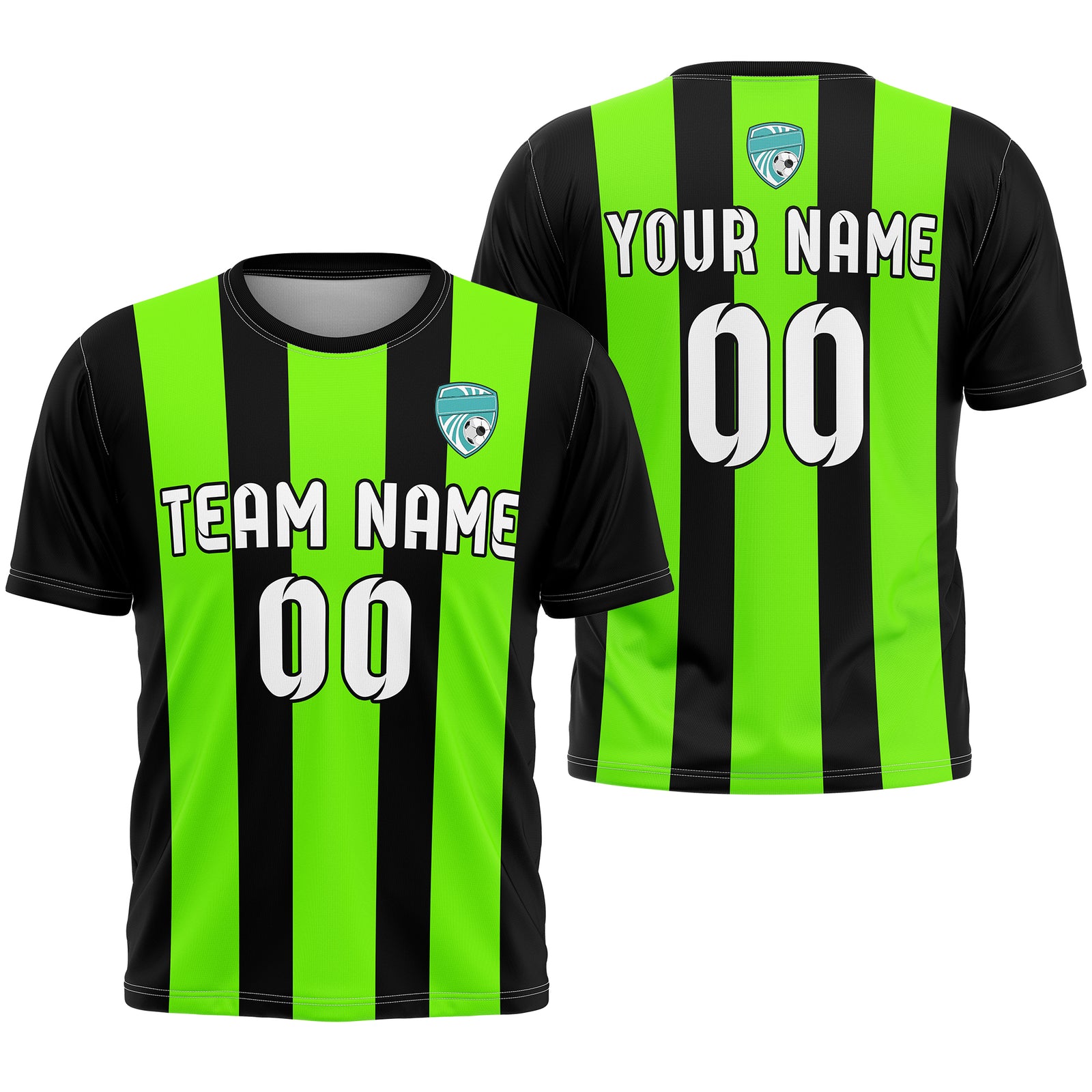 Soccer Jersey - Round Neck - Stripes - Design 1 - Black