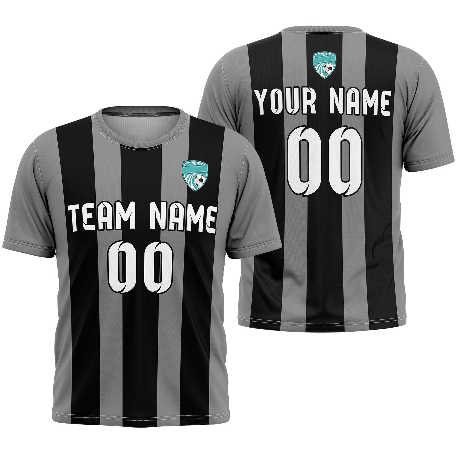 Soccer Jersey - Round Neck - Stripes - Design 1 - Dark Grey