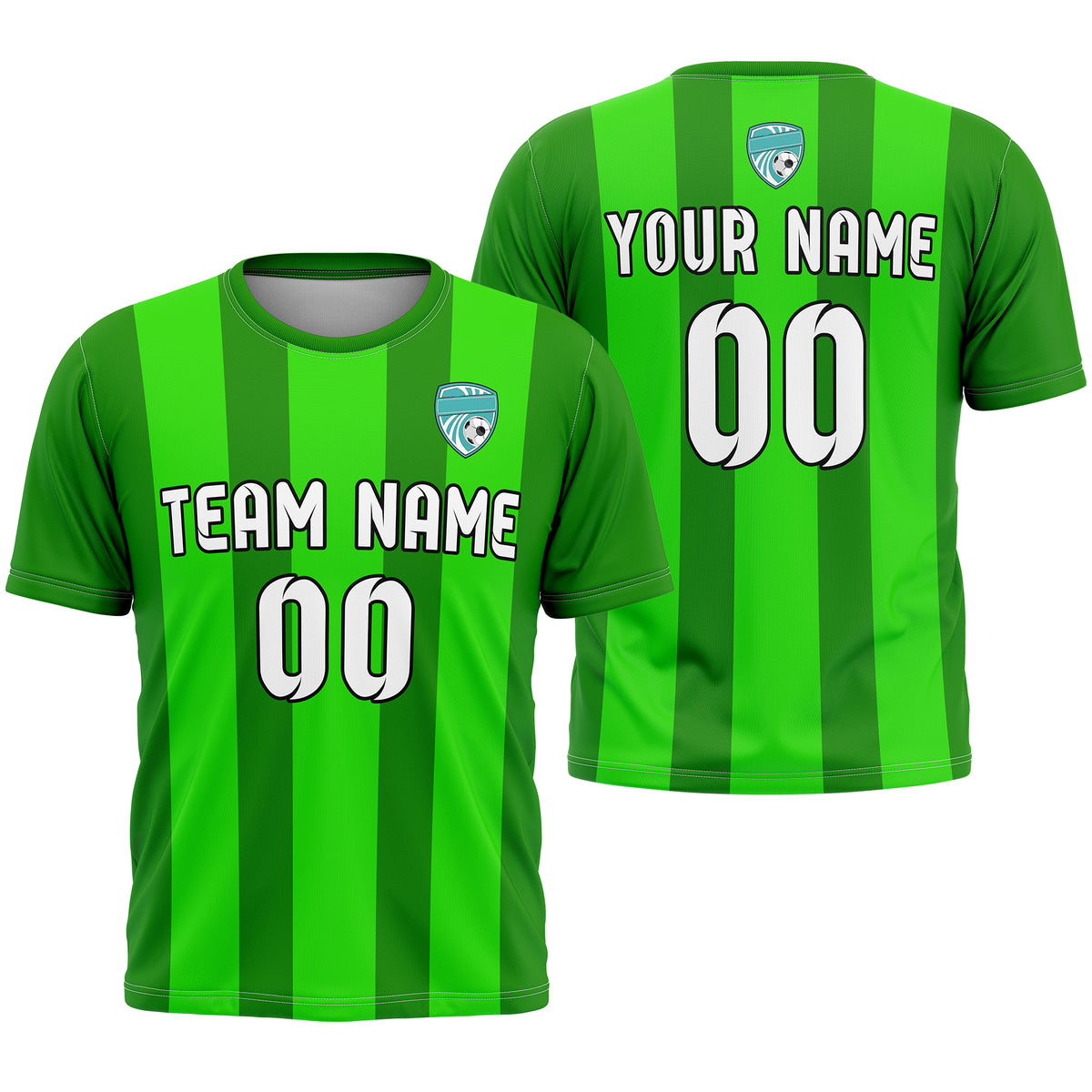 Soccer Jersey - Round Neck - Stripes - Design 1 - Green