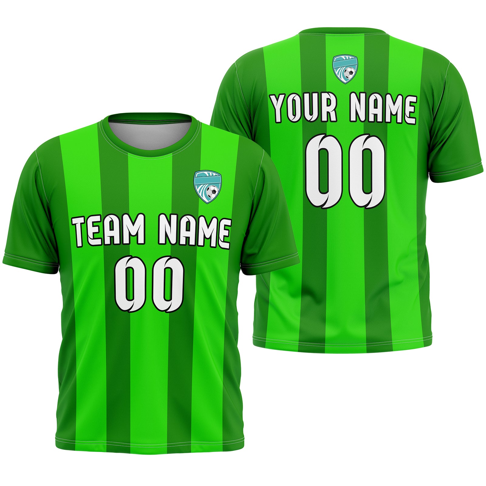 Soccer Jersey - Round Neck - Stripes - Design 1 - Green