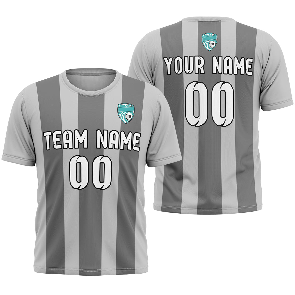 Soccer Jersey - Round Neck - Stripes - Design 1 - Grey