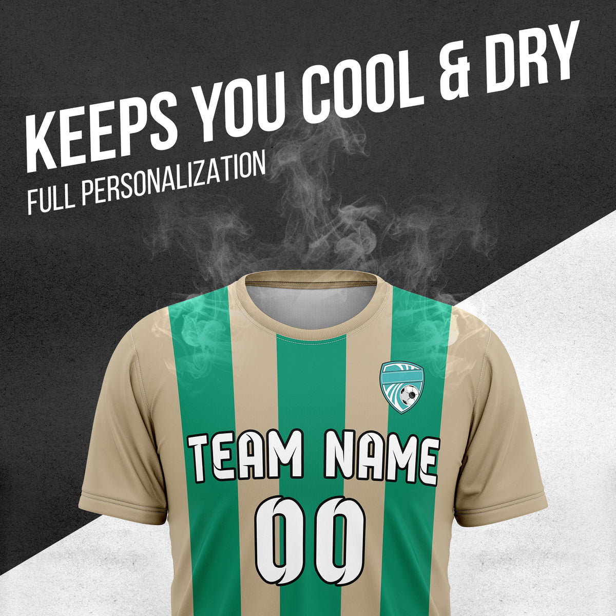 Soccer Jersey - Round Neck - Stripes - Design 1 - Khakhii