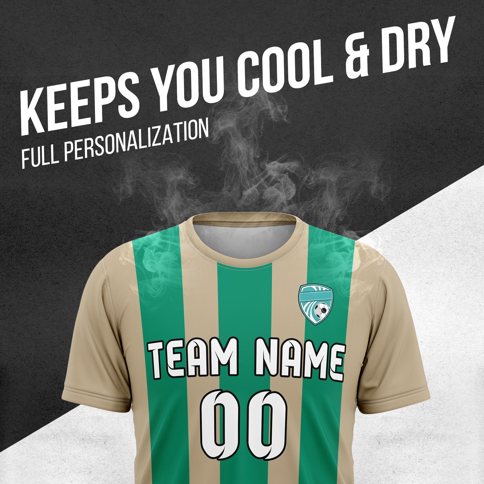 Soccer Jersey - Round Neck - Stripes - Design 1 - Khakhii