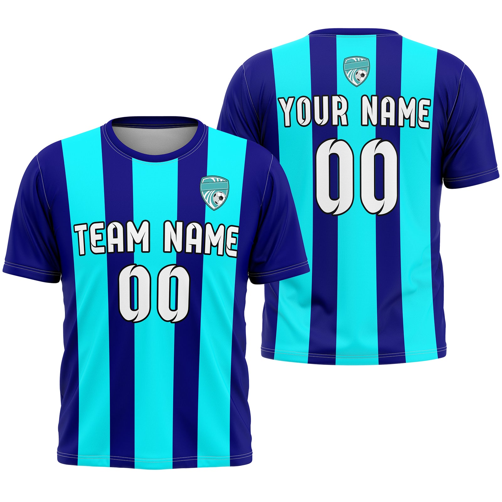 Soccer Jersey - Round Neck - Stripes - Design 1 - Navy