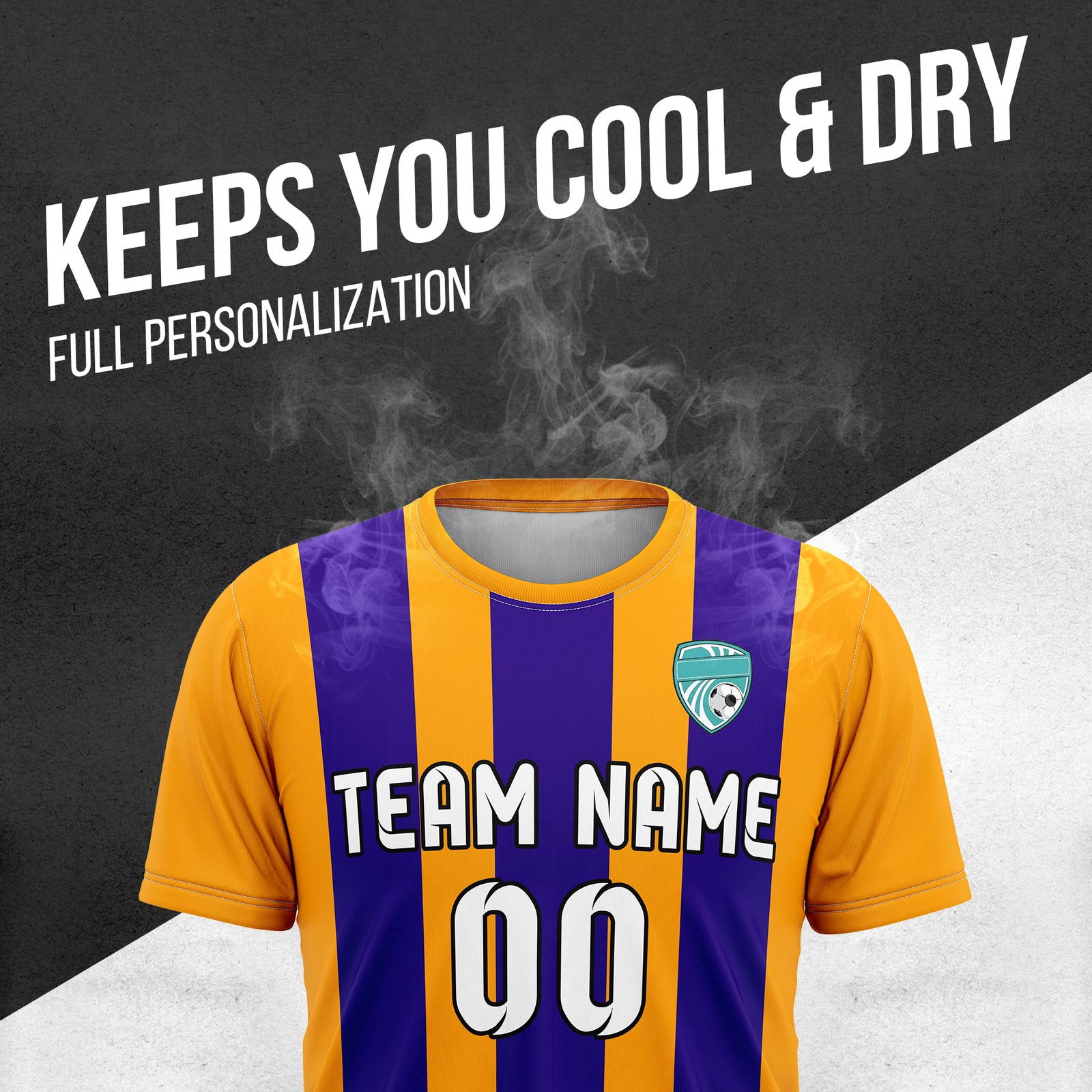 Soccer Jersey - Round Neck - Stripes - Design 1 - Orange