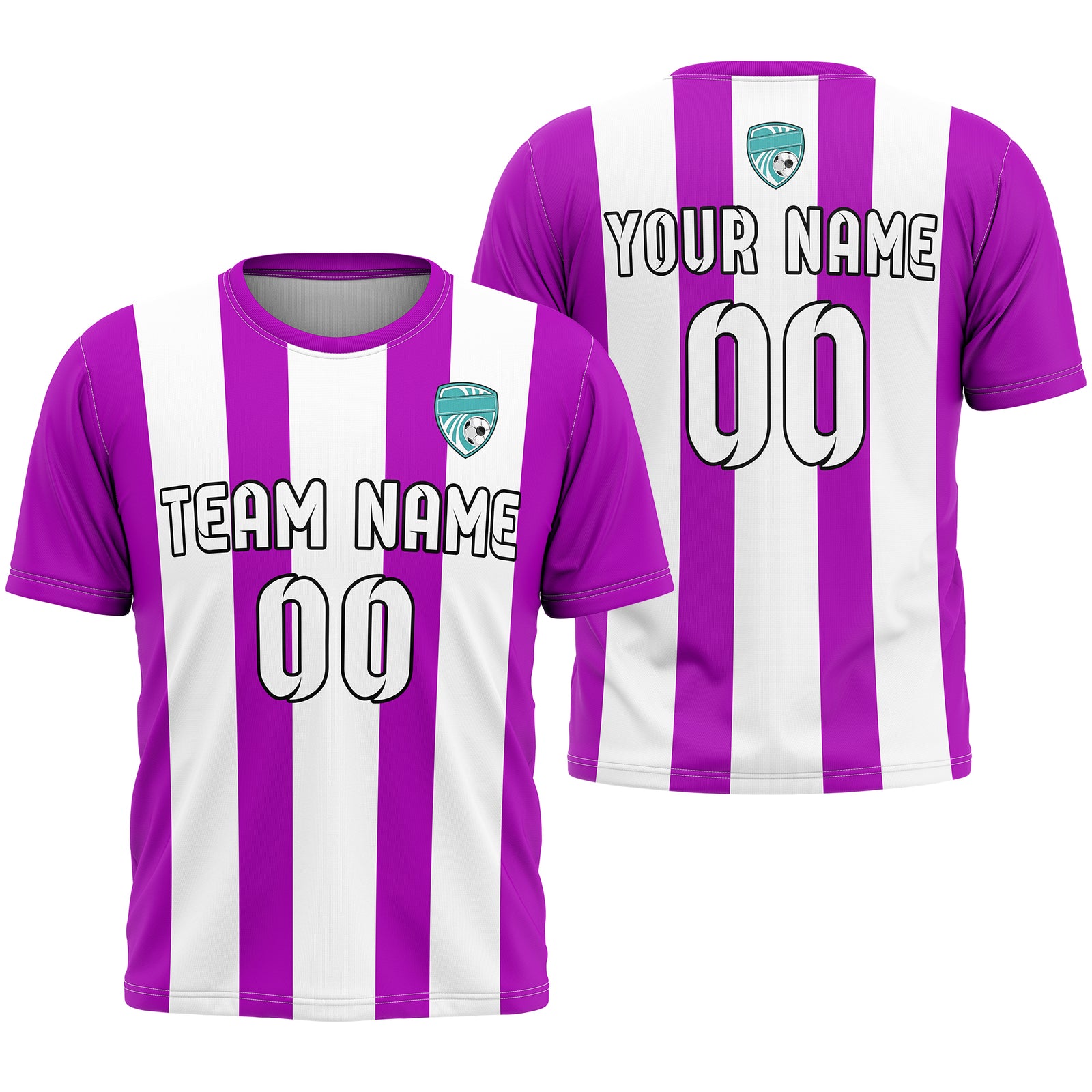 Soccer Jersey - Round Neck - Stripes - Design 1 - Purple