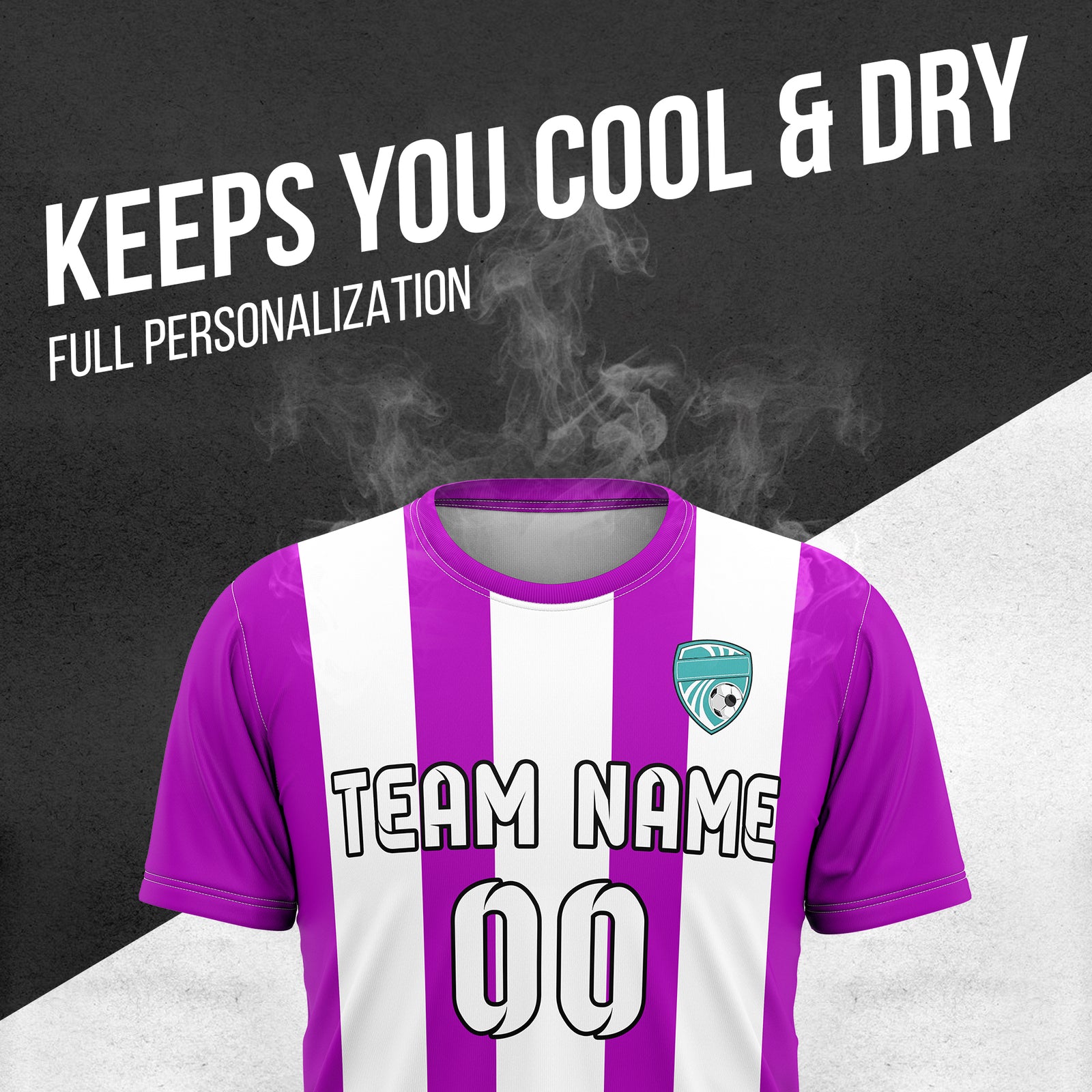 Soccer Jersey - Round Neck - Stripes - Design 1 - Purple