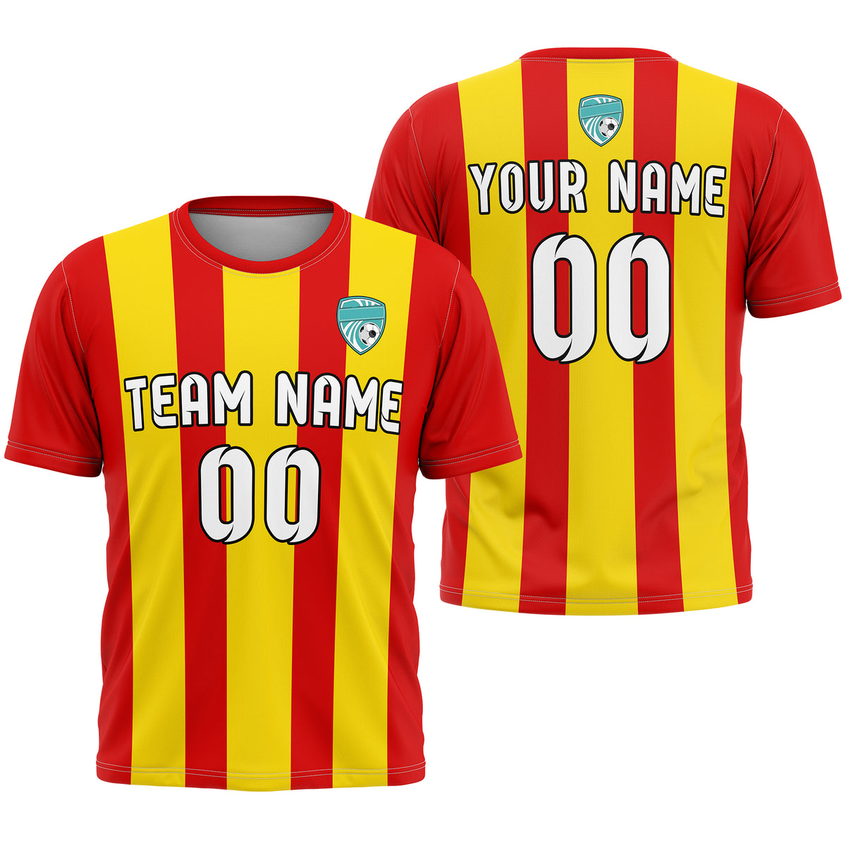 Soccer Jersey - Round Neck - Stripes - Design 1 - Red