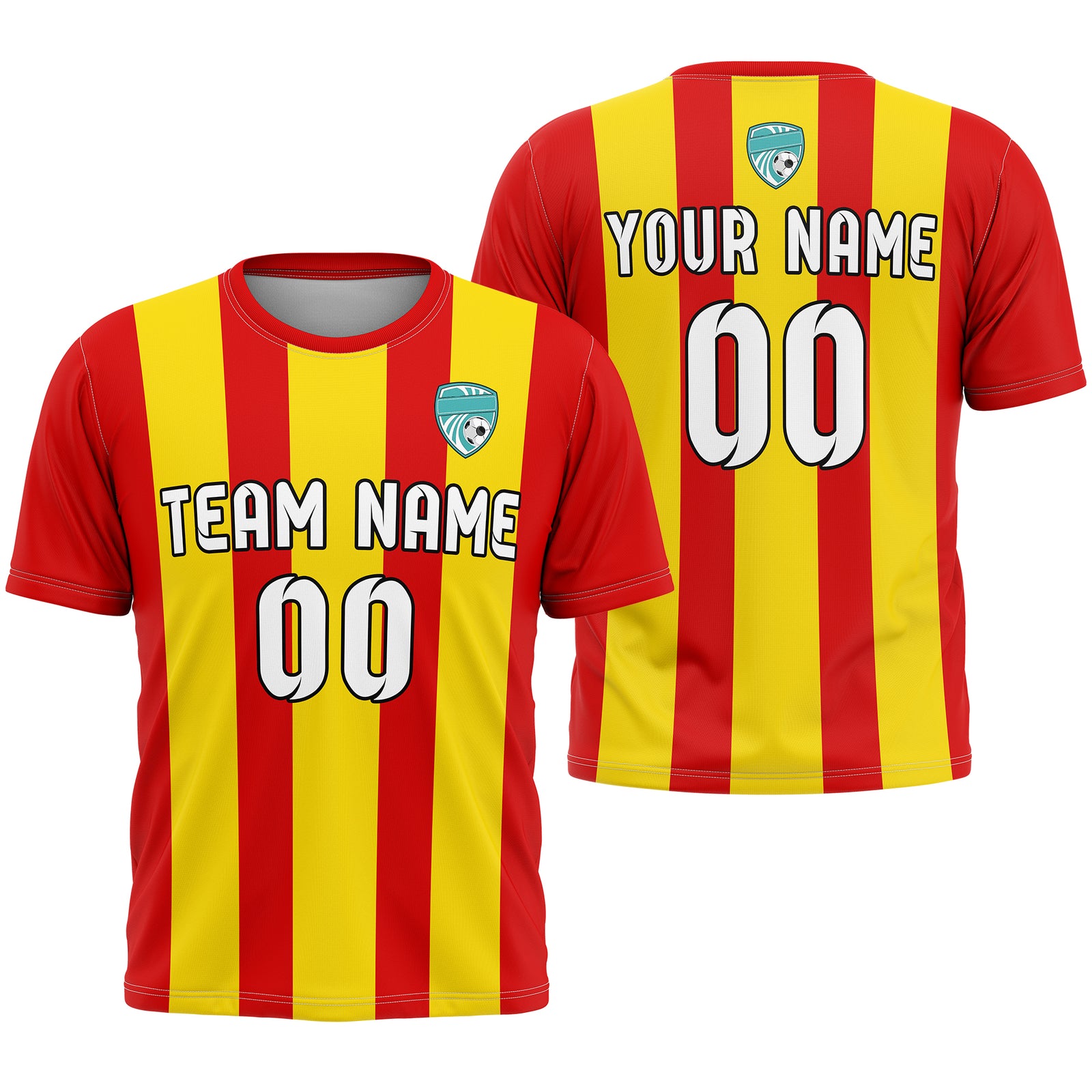 Soccer Jersey - Round Neck - Stripes - Design 1 - Red