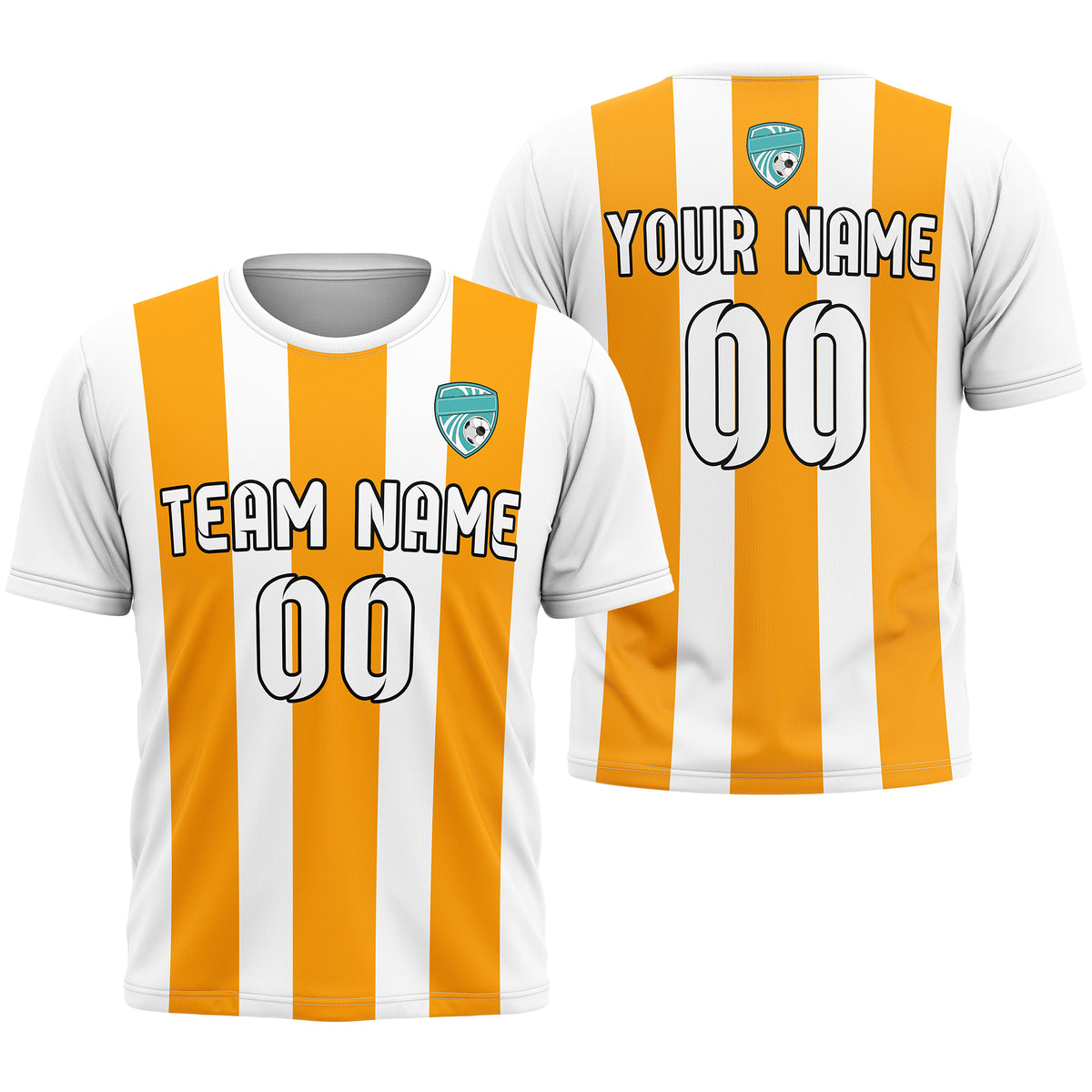 Soccer Jersey - Round Neck - Stripes - Design 1 - White