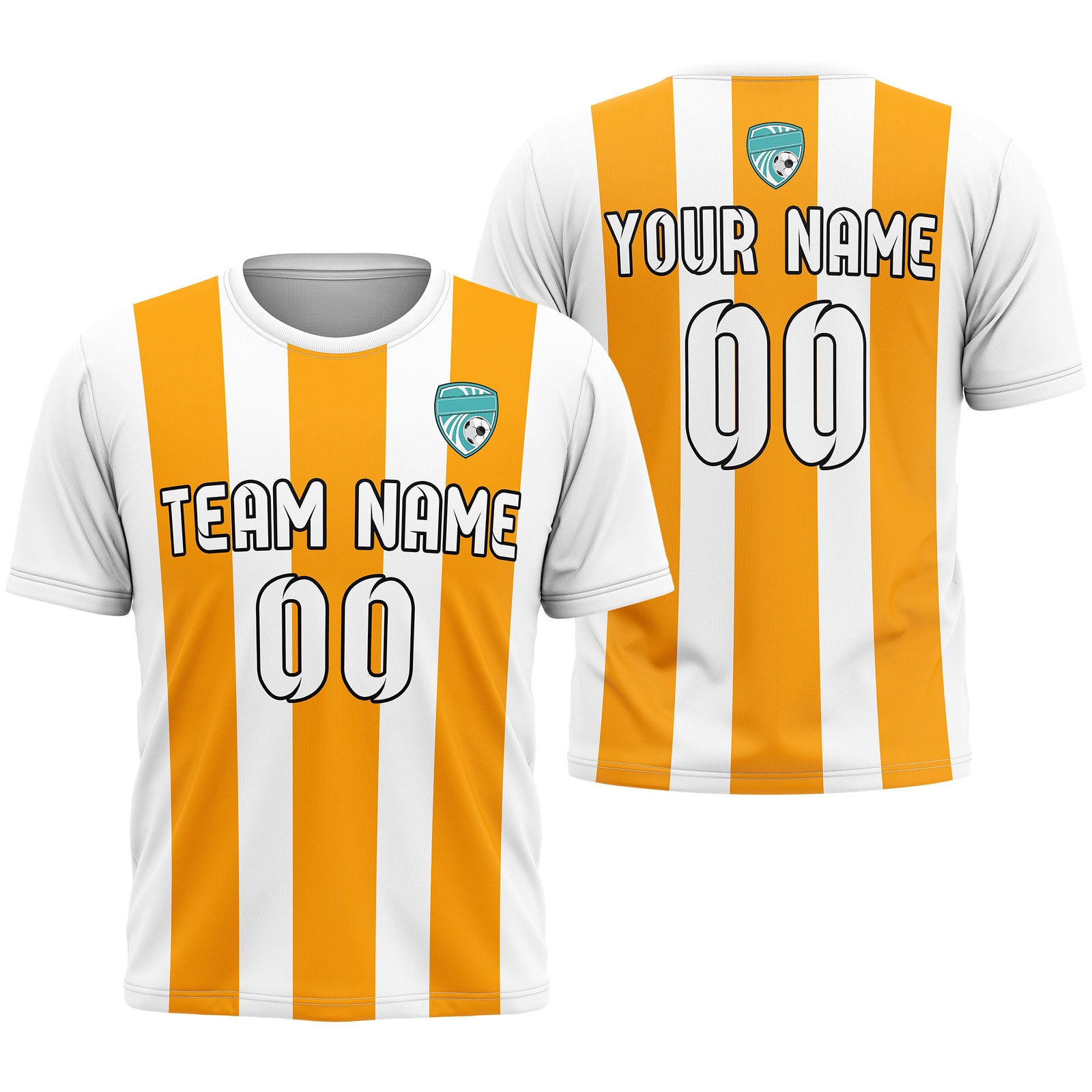 Soccer Jersey - Round Neck - Stripes - Design 1 - White