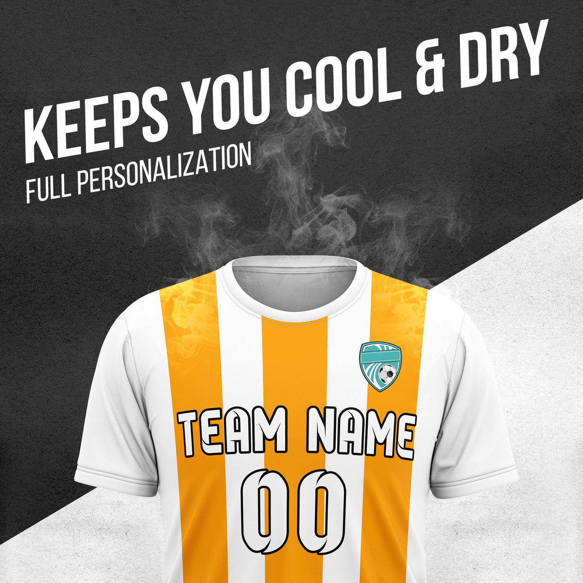 Soccer Jersey - Round Neck - Stripes - Design 1 - White