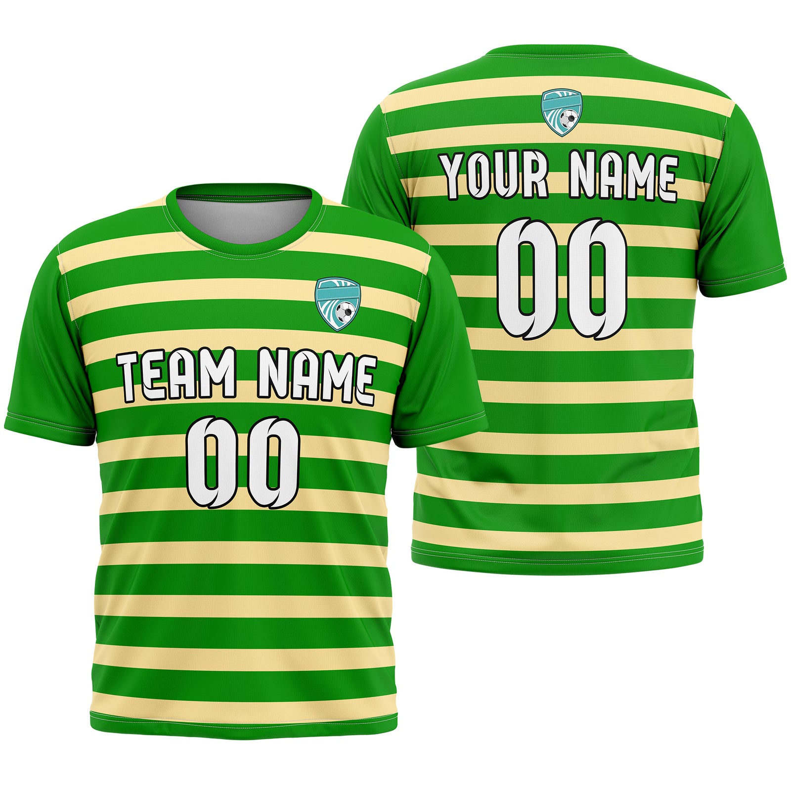 Soccer Jersey - Round Neck - Stripes - Design 2 - Green