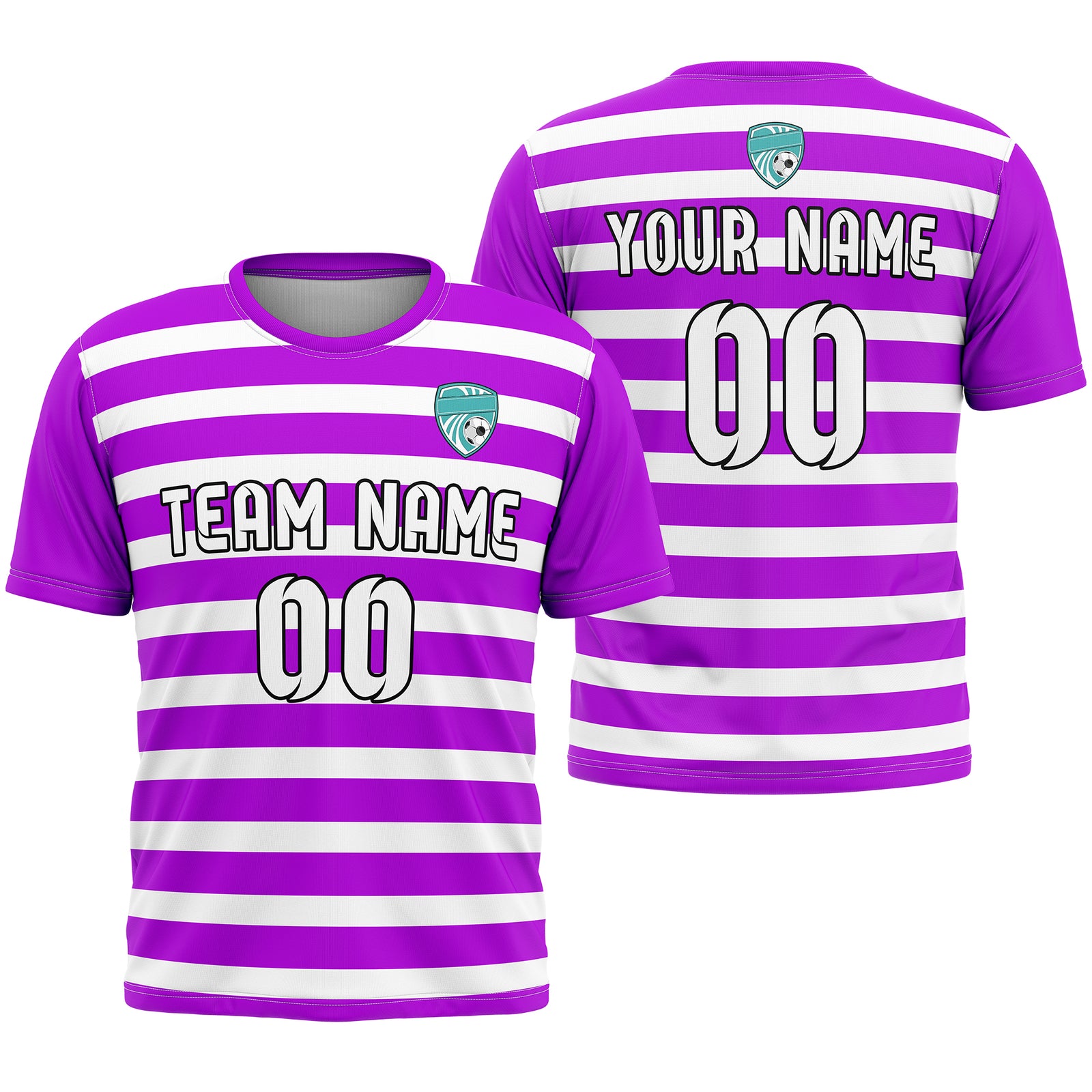Soccer Jersey - Round Neck - Stripes - Design 2 - Purple