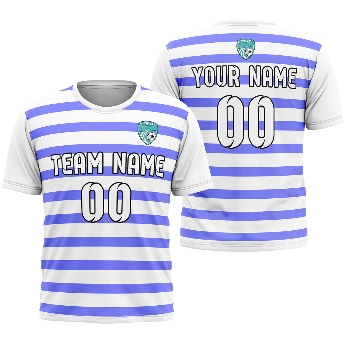 Soccer Jersey - Round Neck - Stripes - Design 2 - White