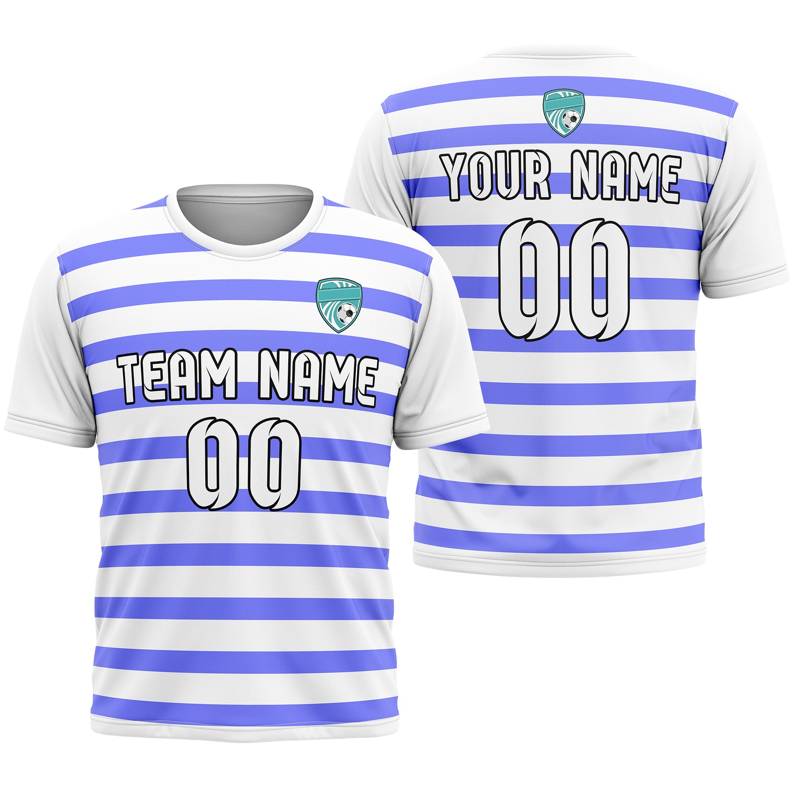 Soccer Jersey - Round Neck - Stripes - Design 2 - White