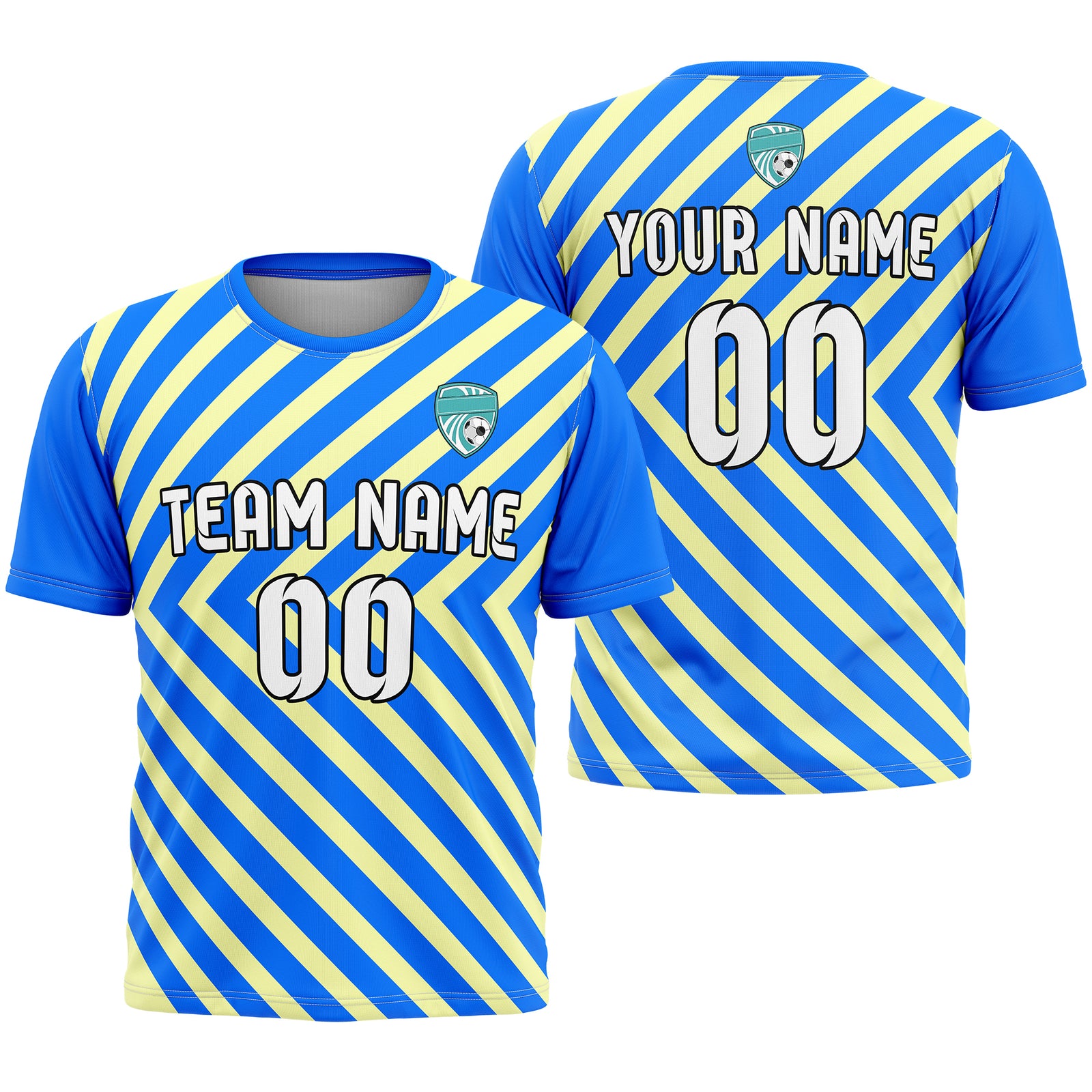 Soccer Jersey - Round Neck - Stripes - Design 3 - Blue