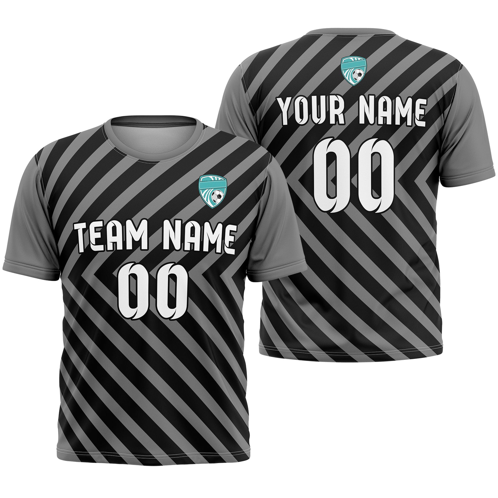 Soccer Jersey - Round Neck - Stripes - Design 3 - Dark Grey