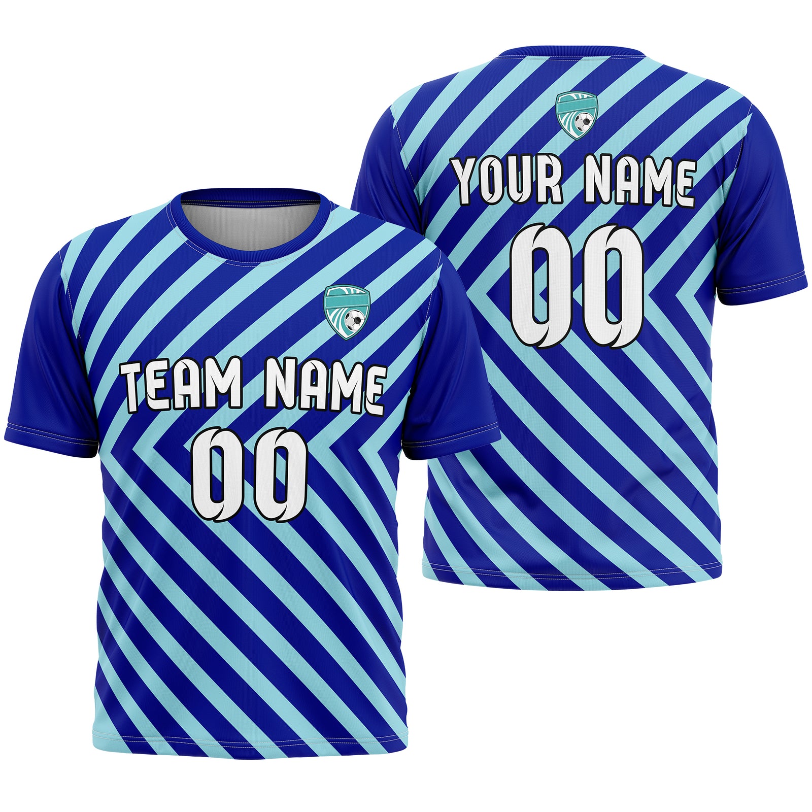 Soccer Jersey - Round Neck - Stripes - Design 3 - Navy