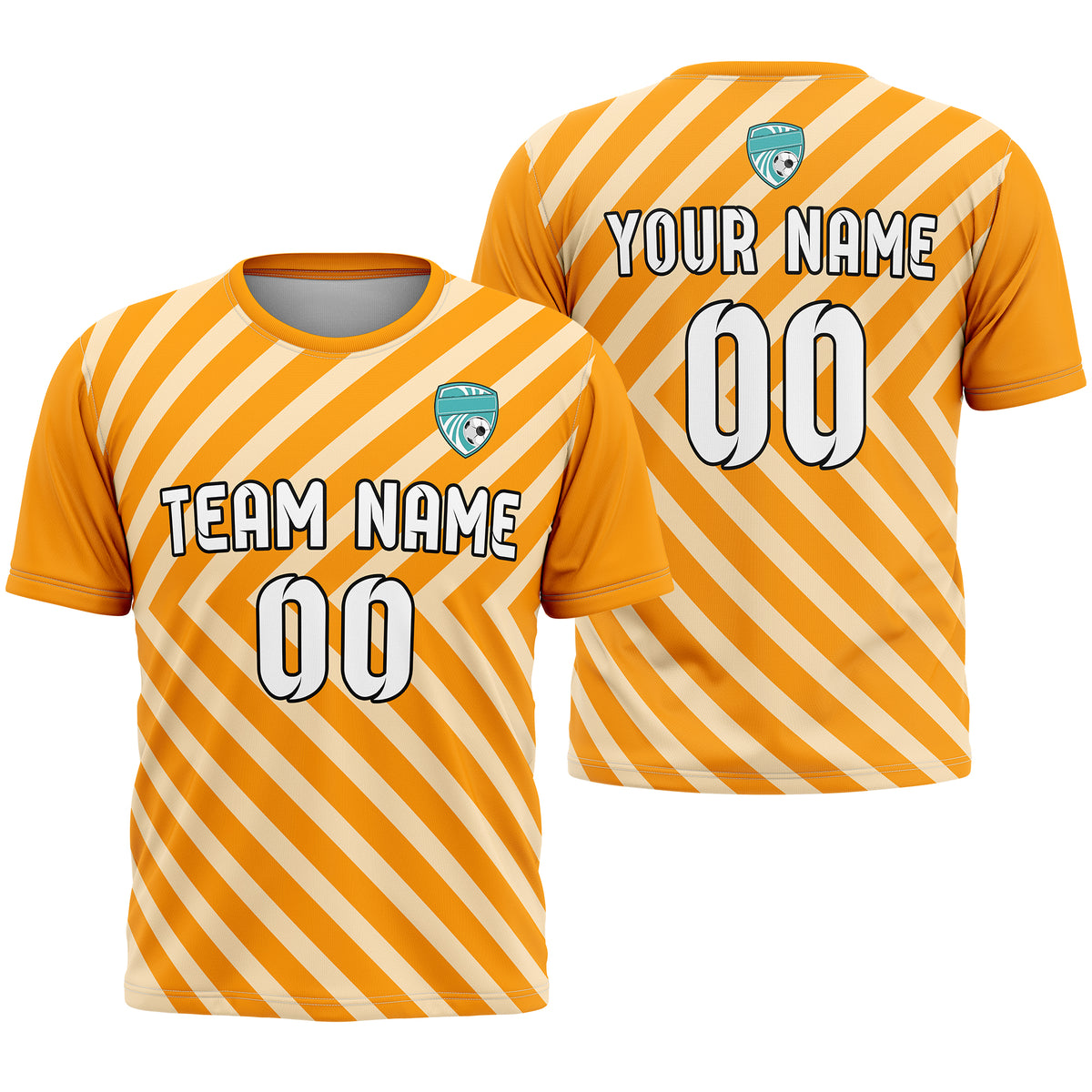 Soccer Jersey - Round Neck - Stripes - Design 3 - Orange