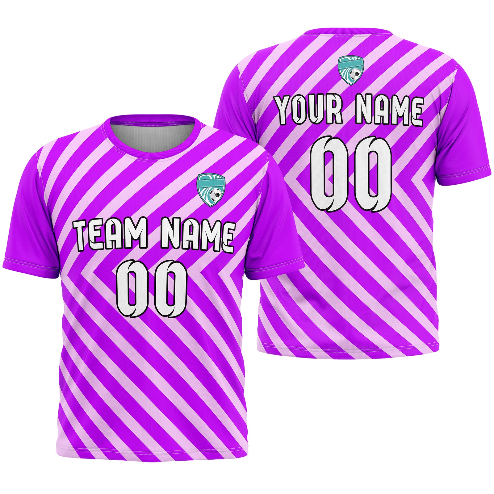Soccer Jersey - Round Neck - Stripes - Design 3 - Purple