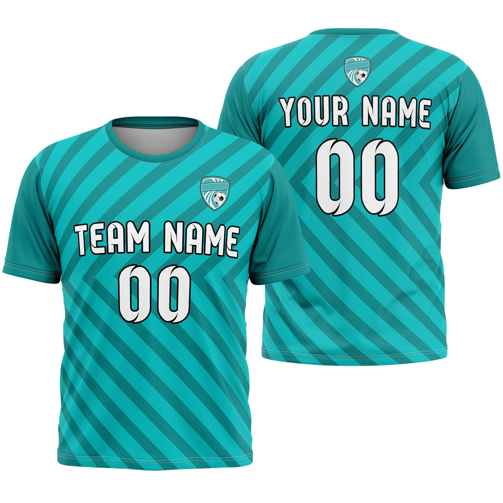 Soccer Jersey - Round Neck - Stripes - Design 3 - Teal