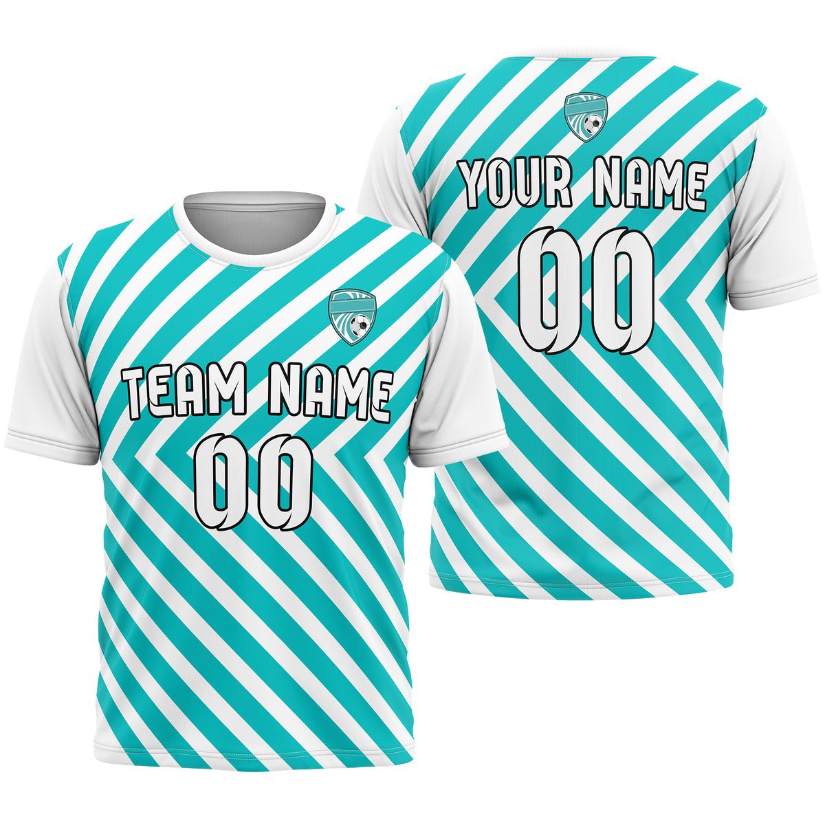 Soccer Jersey - Round Neck - Stripes - Design 3 - White