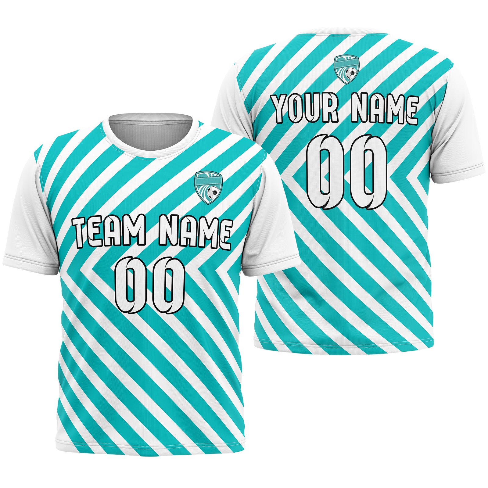 Soccer Jersey - Round Neck - Stripes - Design 3 - White