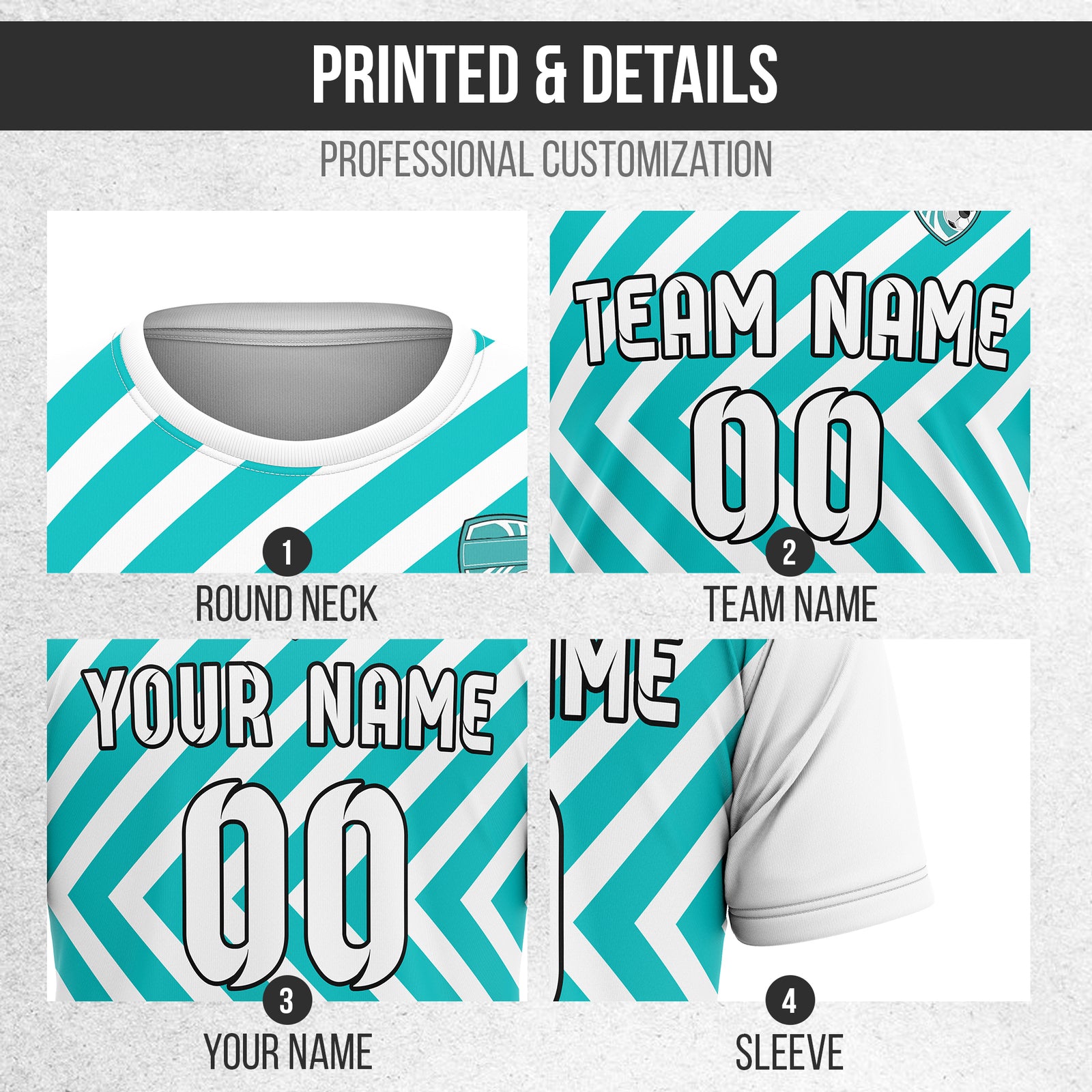 Soccer Jersey - Round Neck - Stripes - Design 3 - White