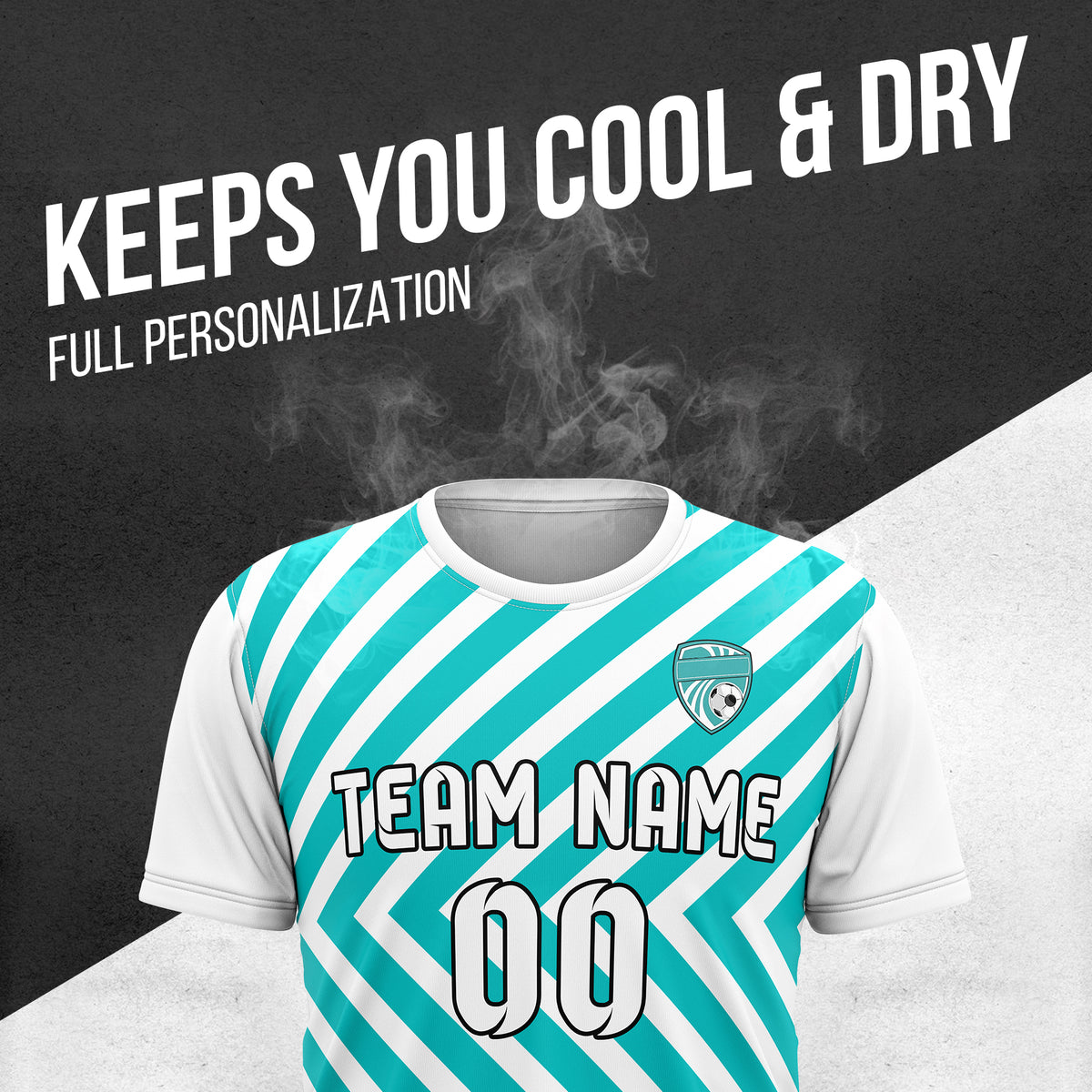 Soccer Jersey - Round Neck - Stripes - Design 3 - White