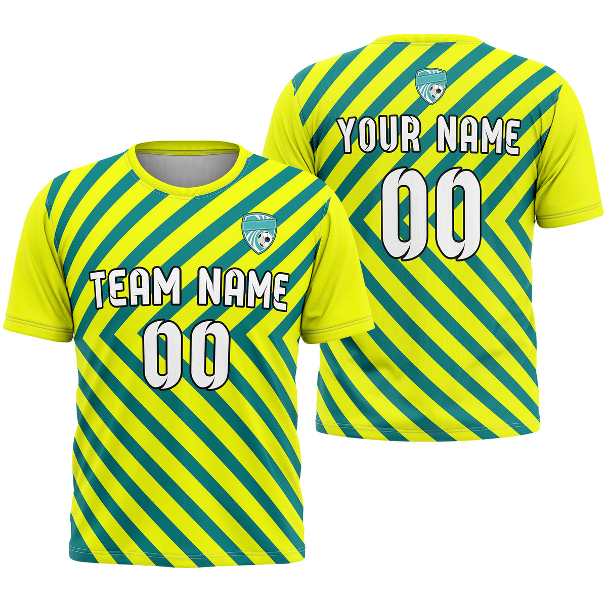 Soccer Jersey - Round Neck - Stripes - Design 3 - Yellow