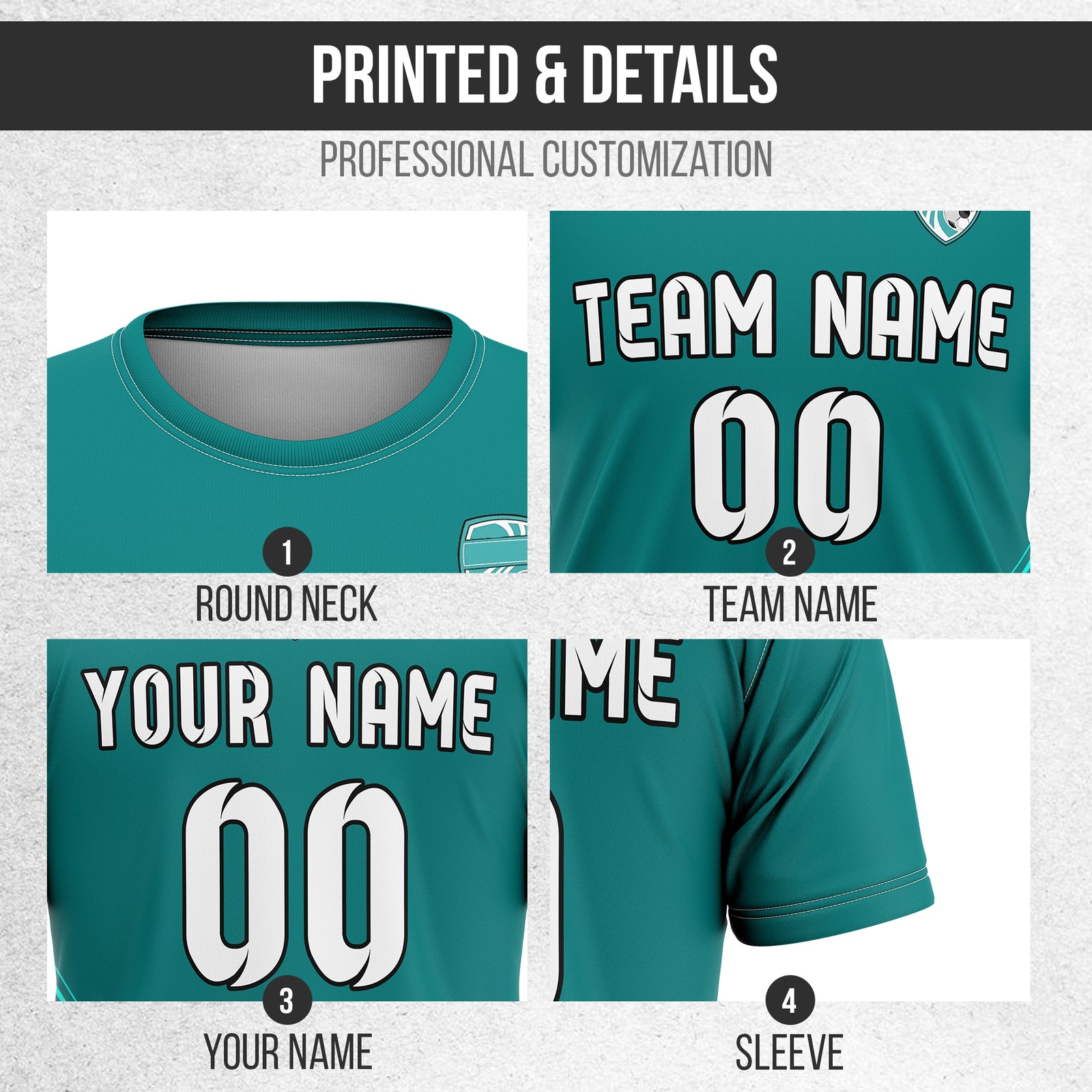 Soccer Jersey - Round Neck - Stripes - Design 4 - Aqua