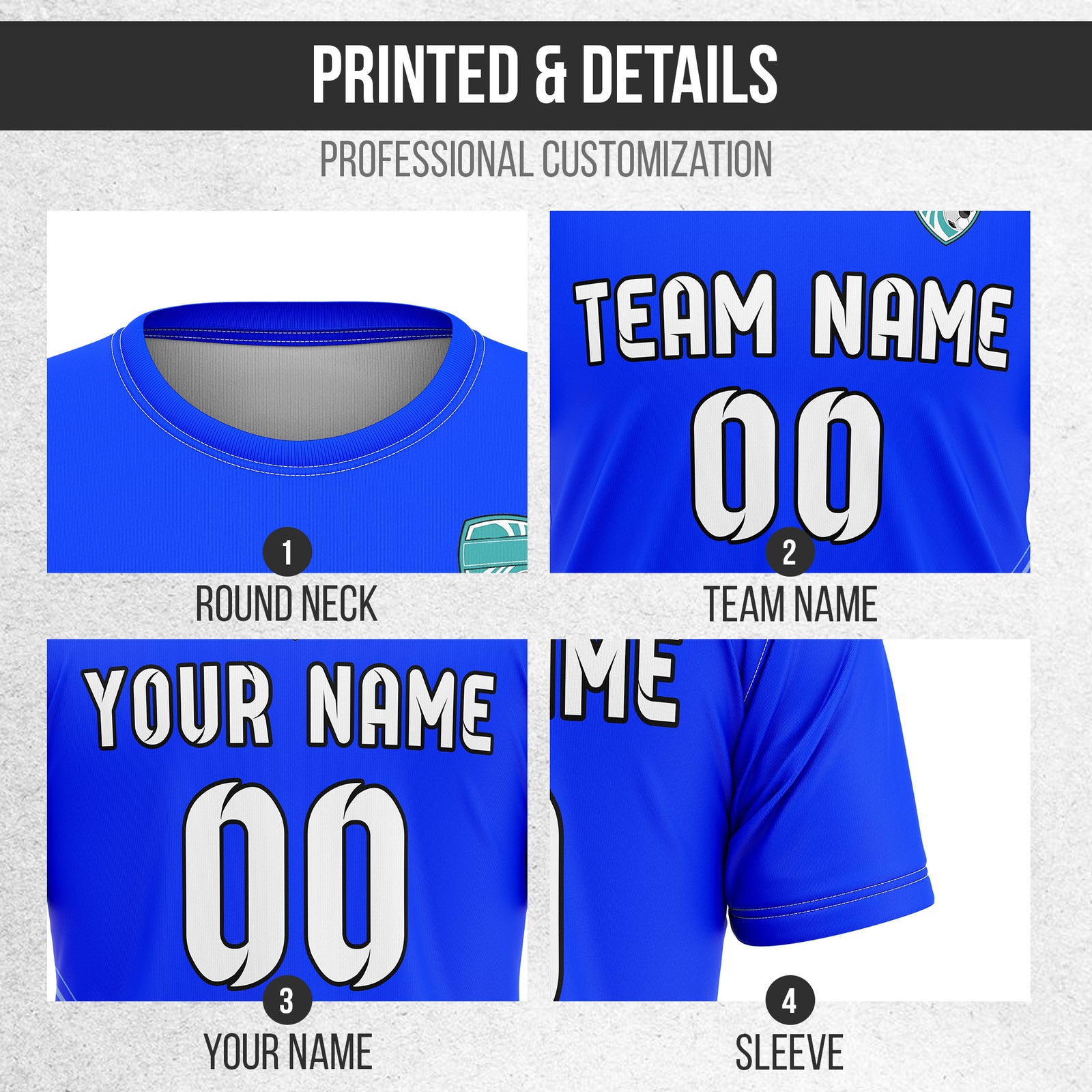 Soccer Jersey - Round Neck - Stripes - Design 4 - Blue