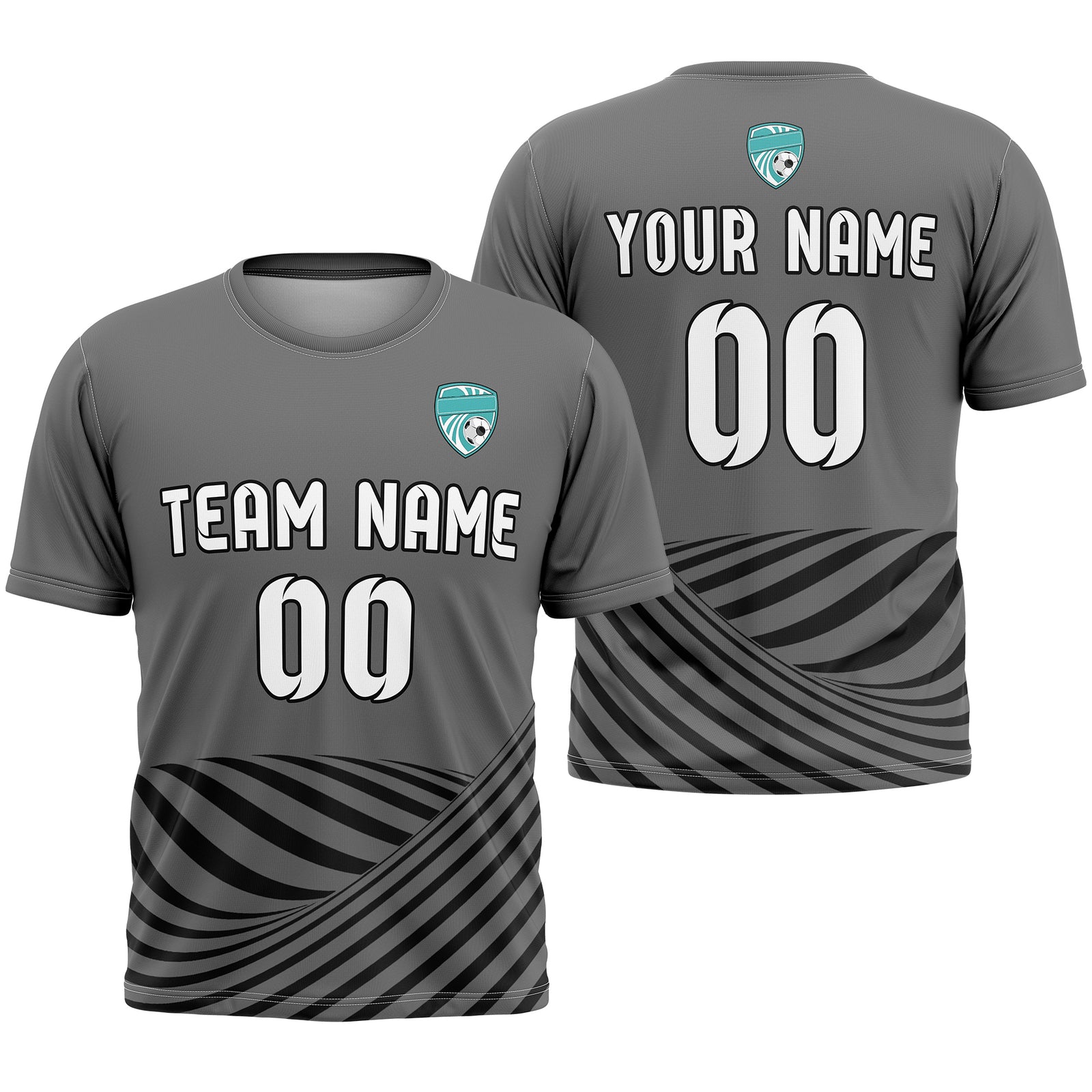 Soccer Jersey - Round Neck - Stripes - Design 4 - Dark Grey