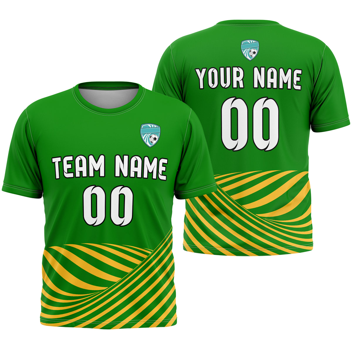 Soccer Jersey - Round Neck - Stripes - Design 4 - Green