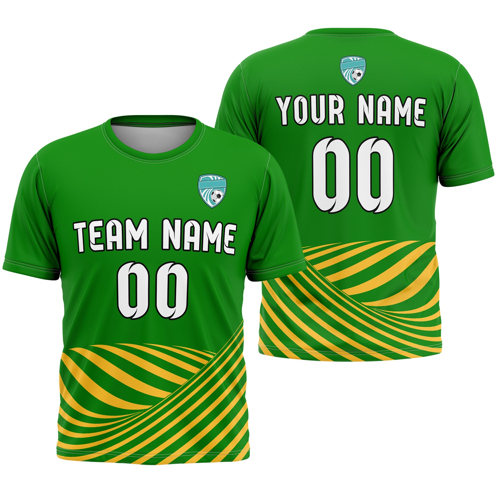 Soccer Jersey - Round Neck - Stripes - Design 4 - Green