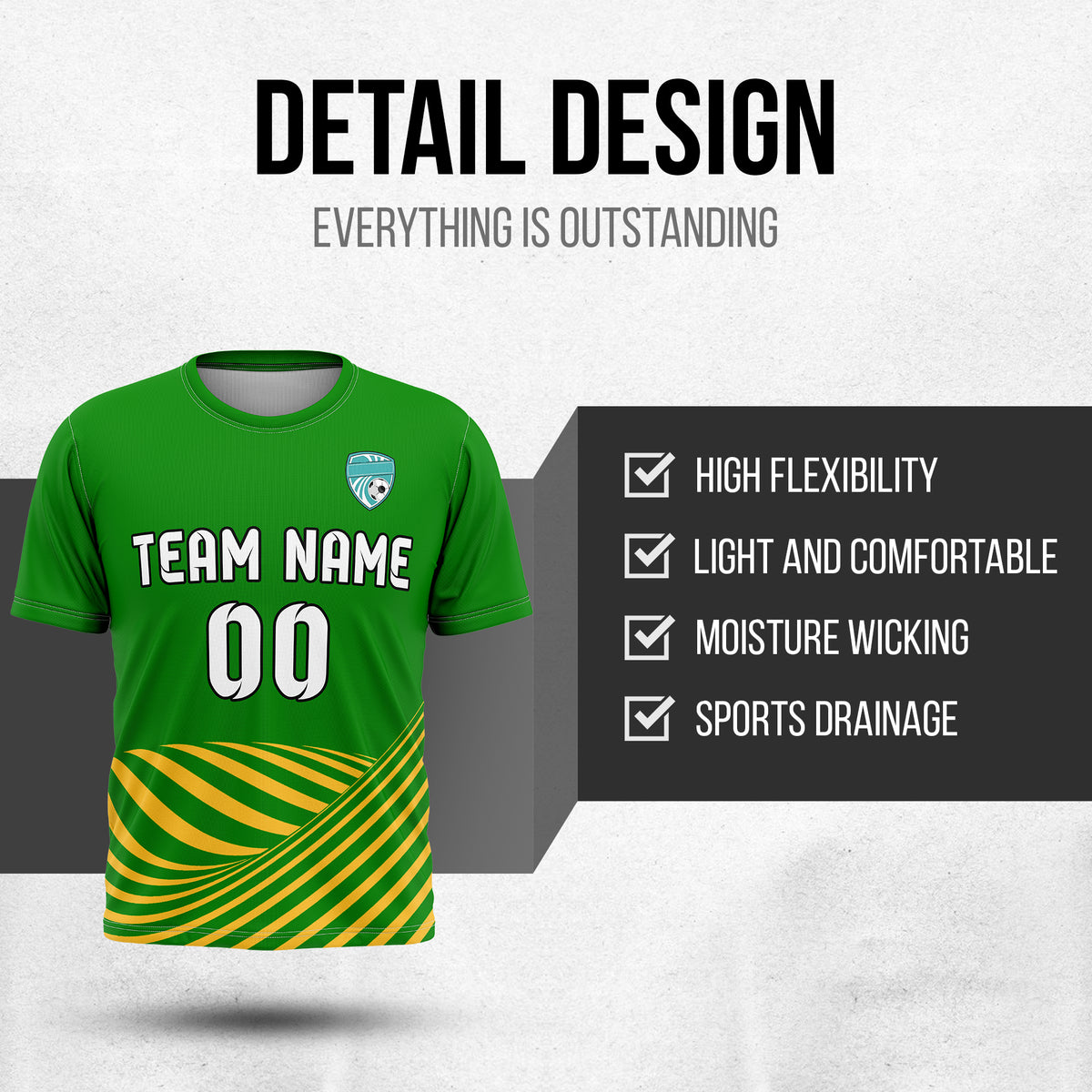 Soccer Jersey - Round Neck - Stripes - Design 4 - Green