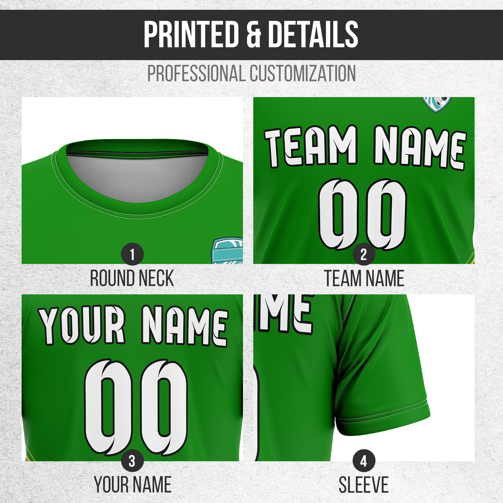 Soccer Jersey - Round Neck - Stripes - Design 4 - Green